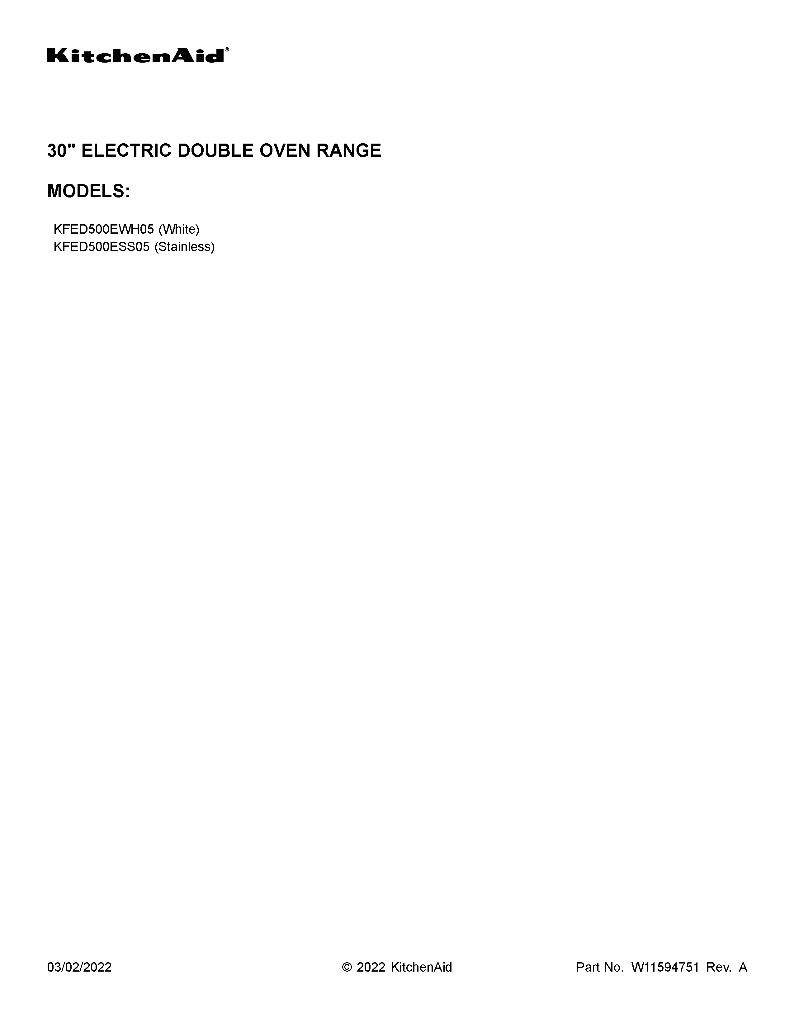 KitchenAid KFED500ESS05 cover sheet diagram