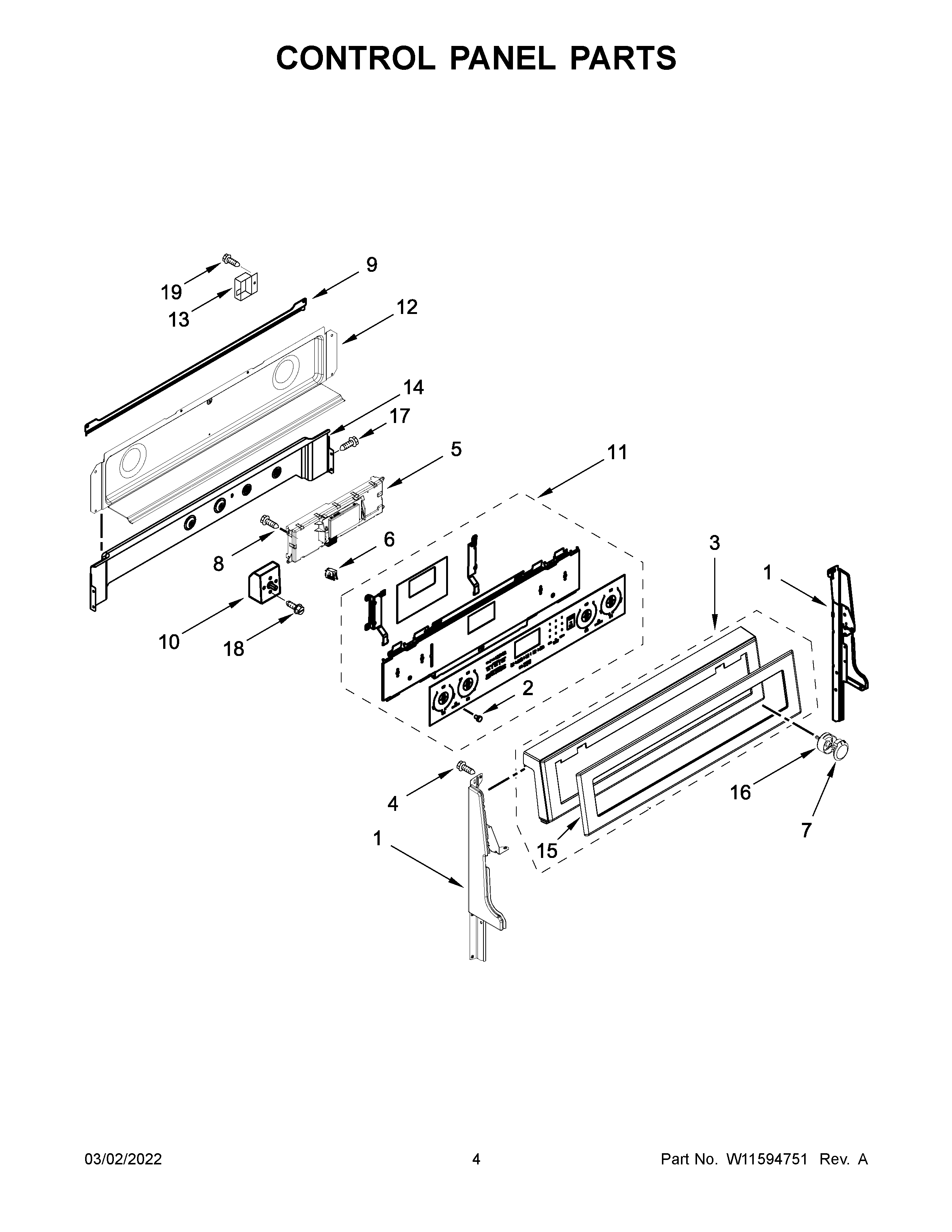 KitchenAid KFED500ESS05 control panel parts diagram