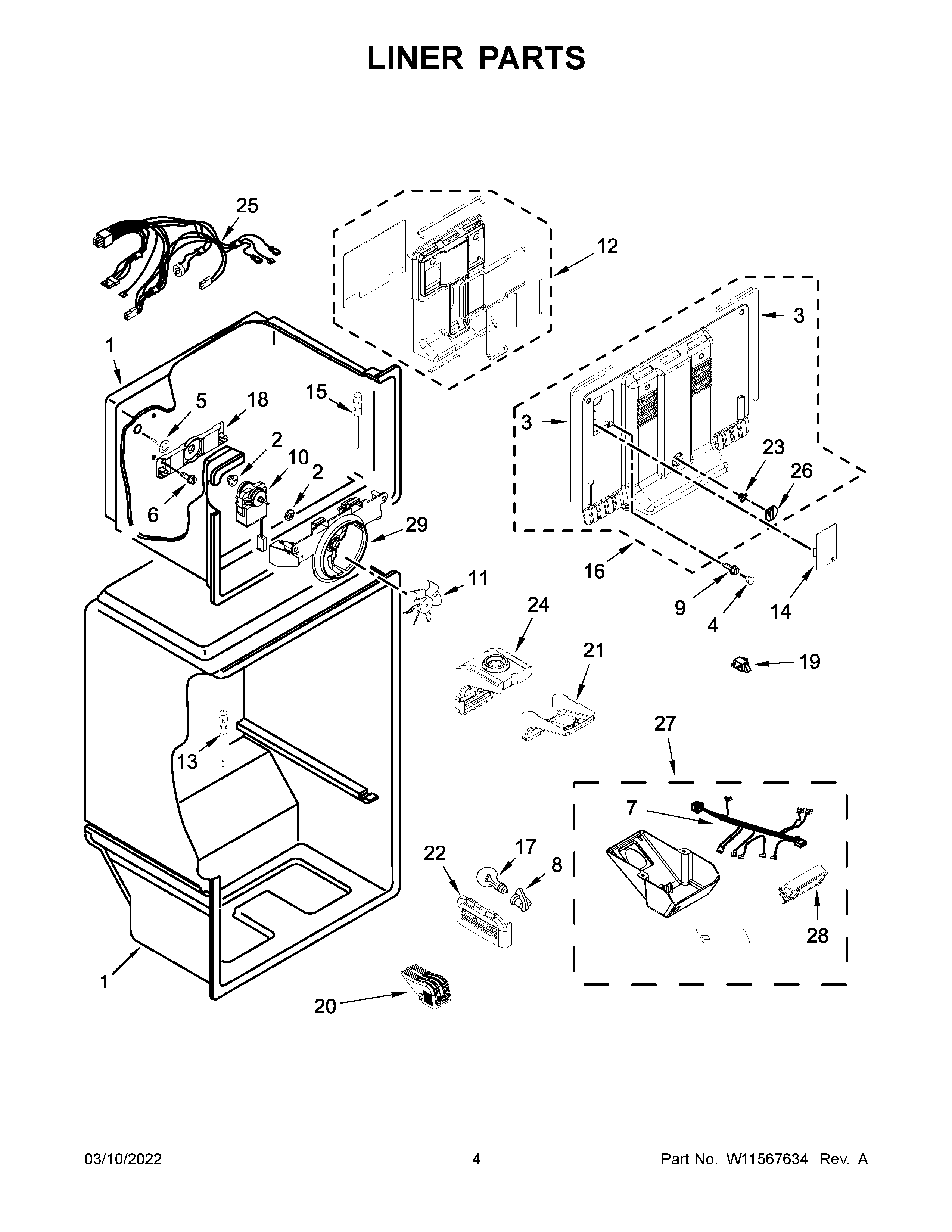 Amana ART308FFDB08 liner parts diagram
