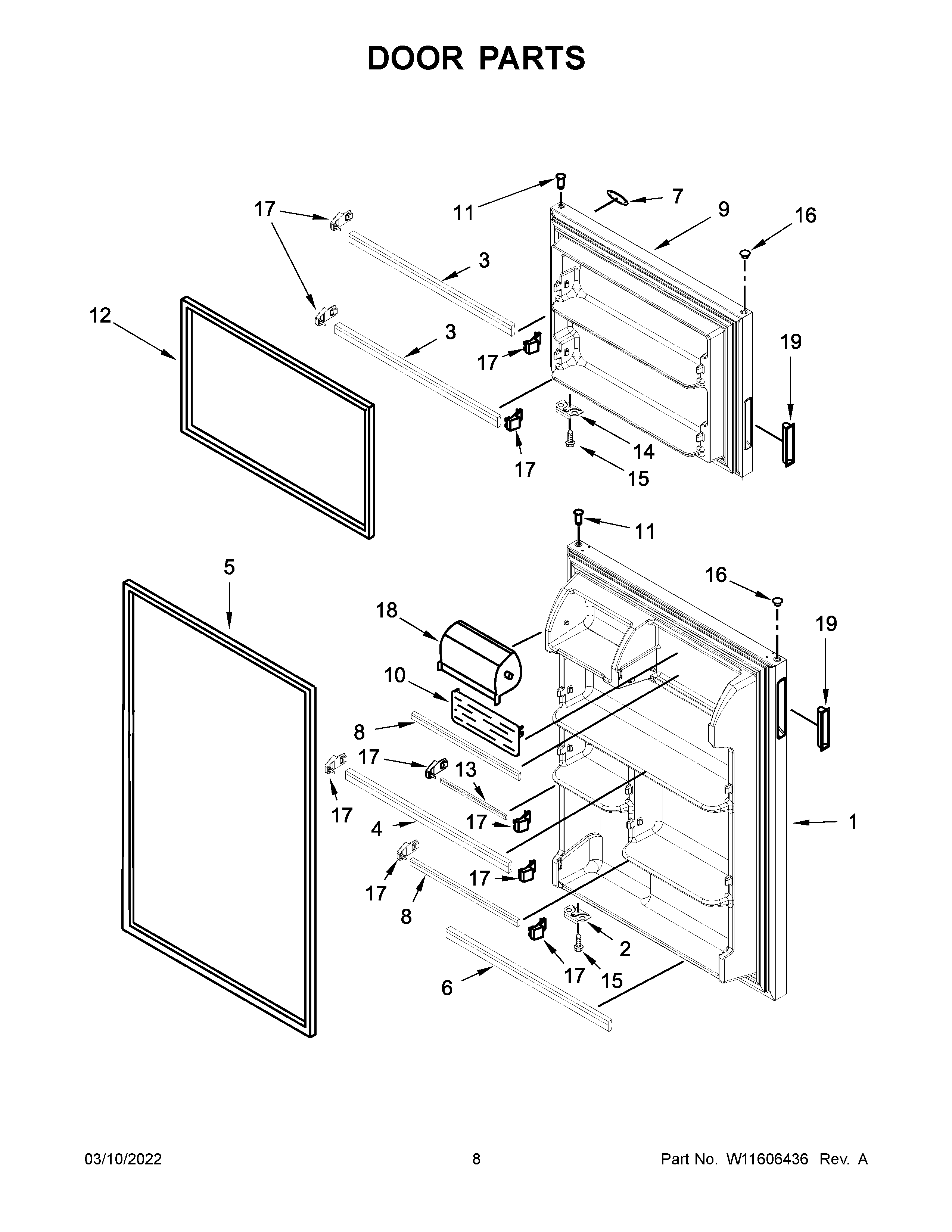 Amana ART318FFDB10 door parts diagram