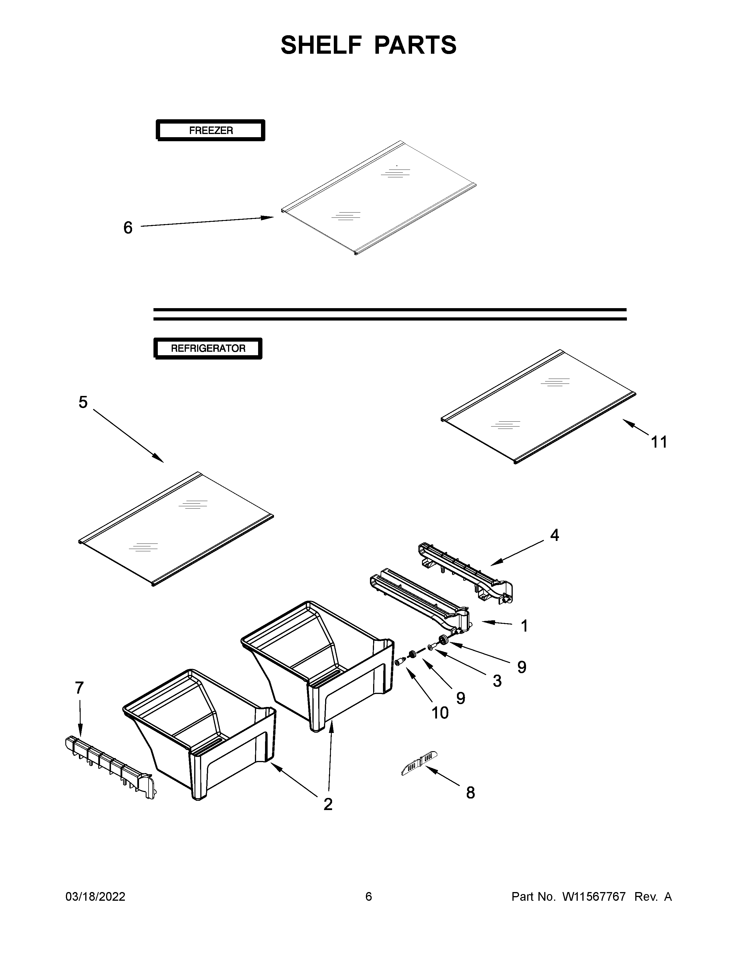 Amana ART318FFDW08 shelf parts diagram