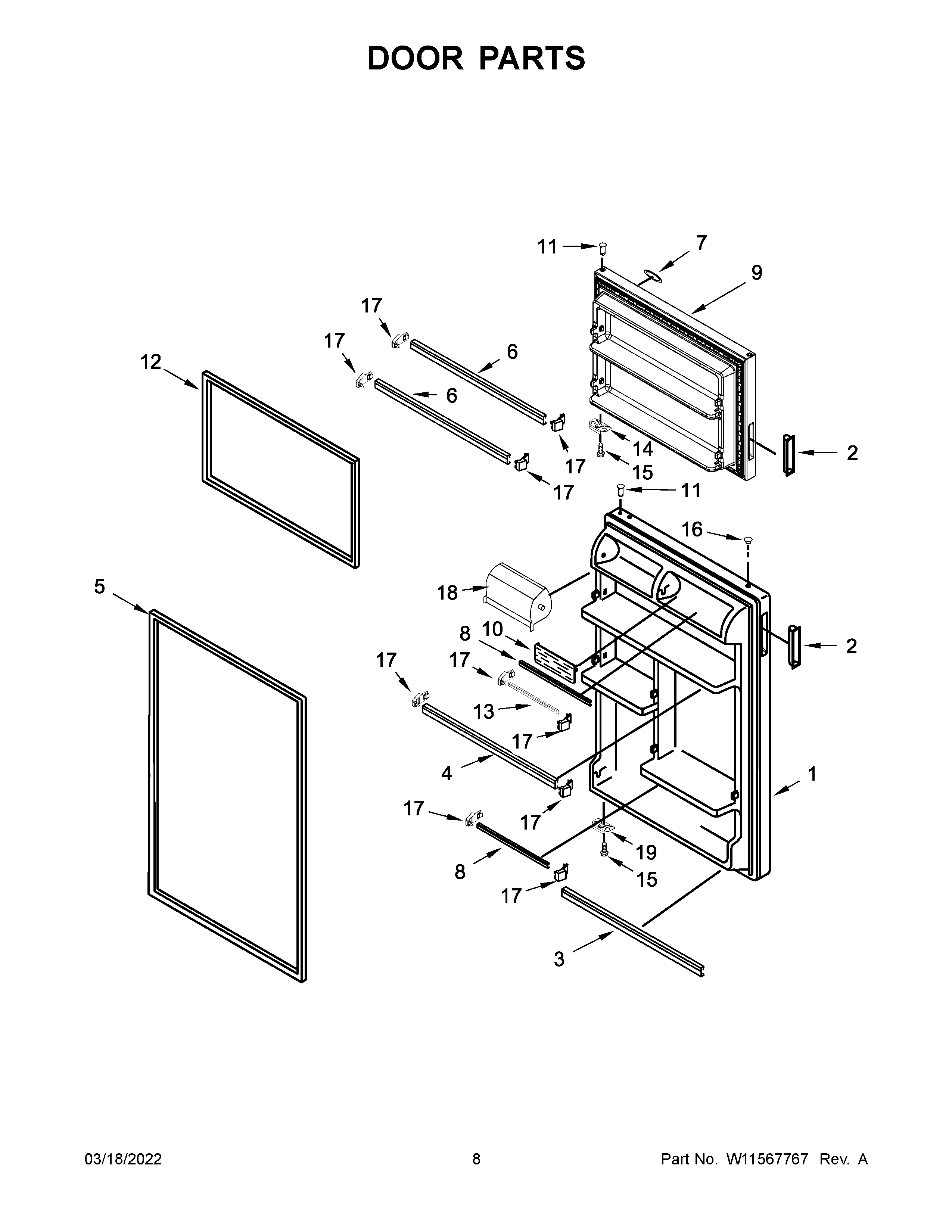 Amana ART318FFDW08 door parts diagram