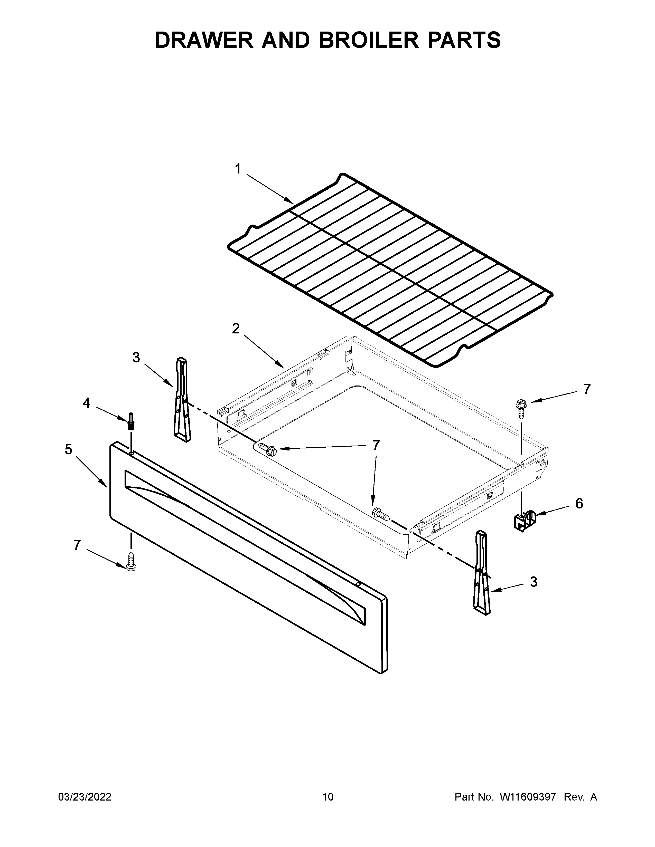 Maytag 4KMER7600AW3 drawer and broiler parts diagram