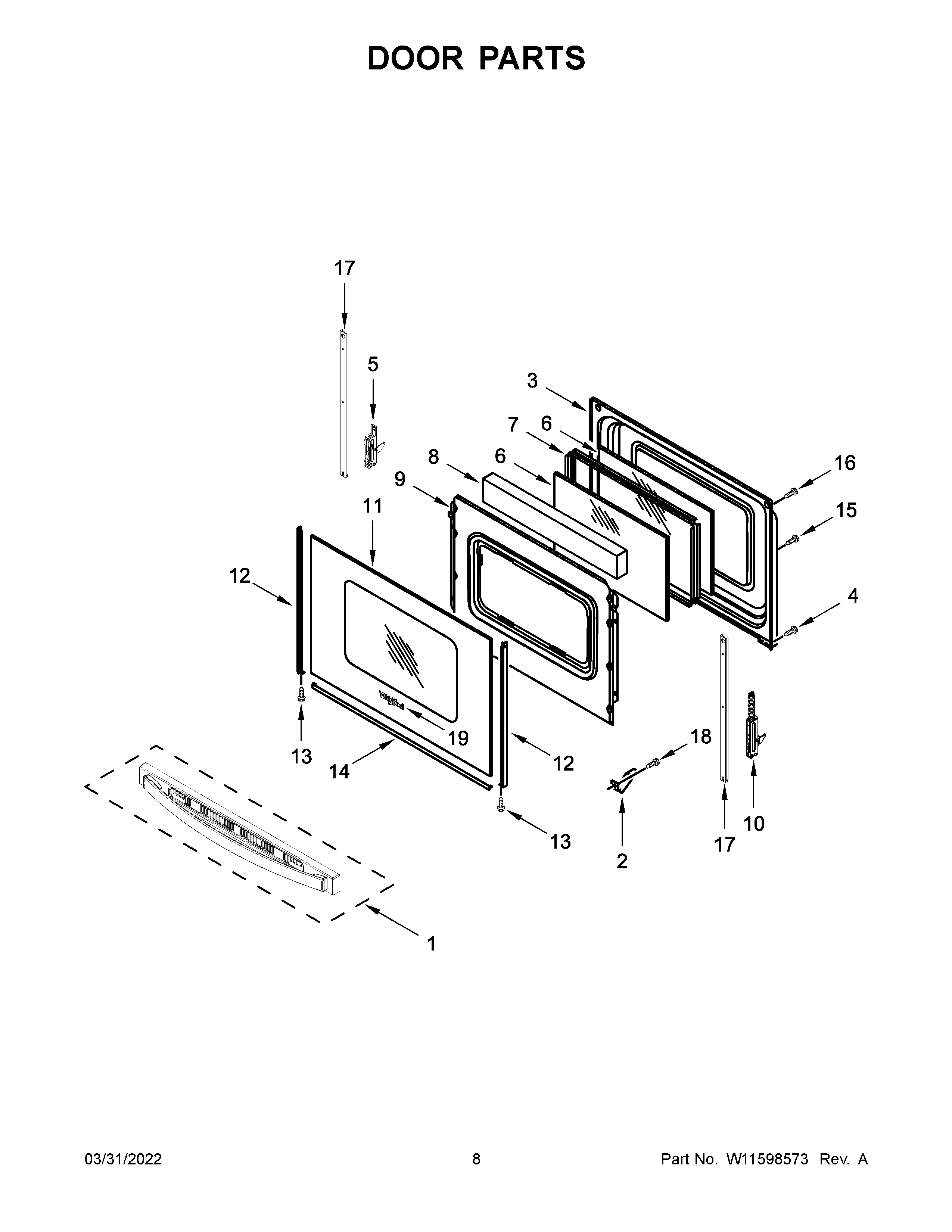 Whirlpool WFC315S0JB3 door parts diagram