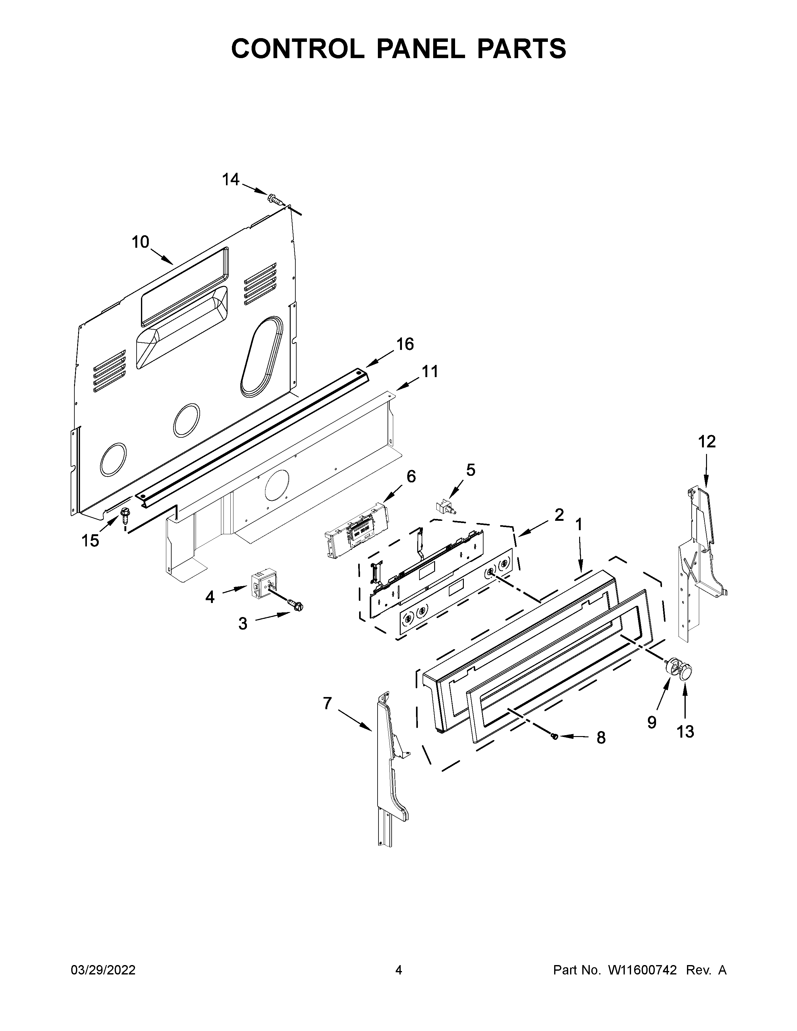 KitchenAid KFEG500EBS6 control panel parts diagram