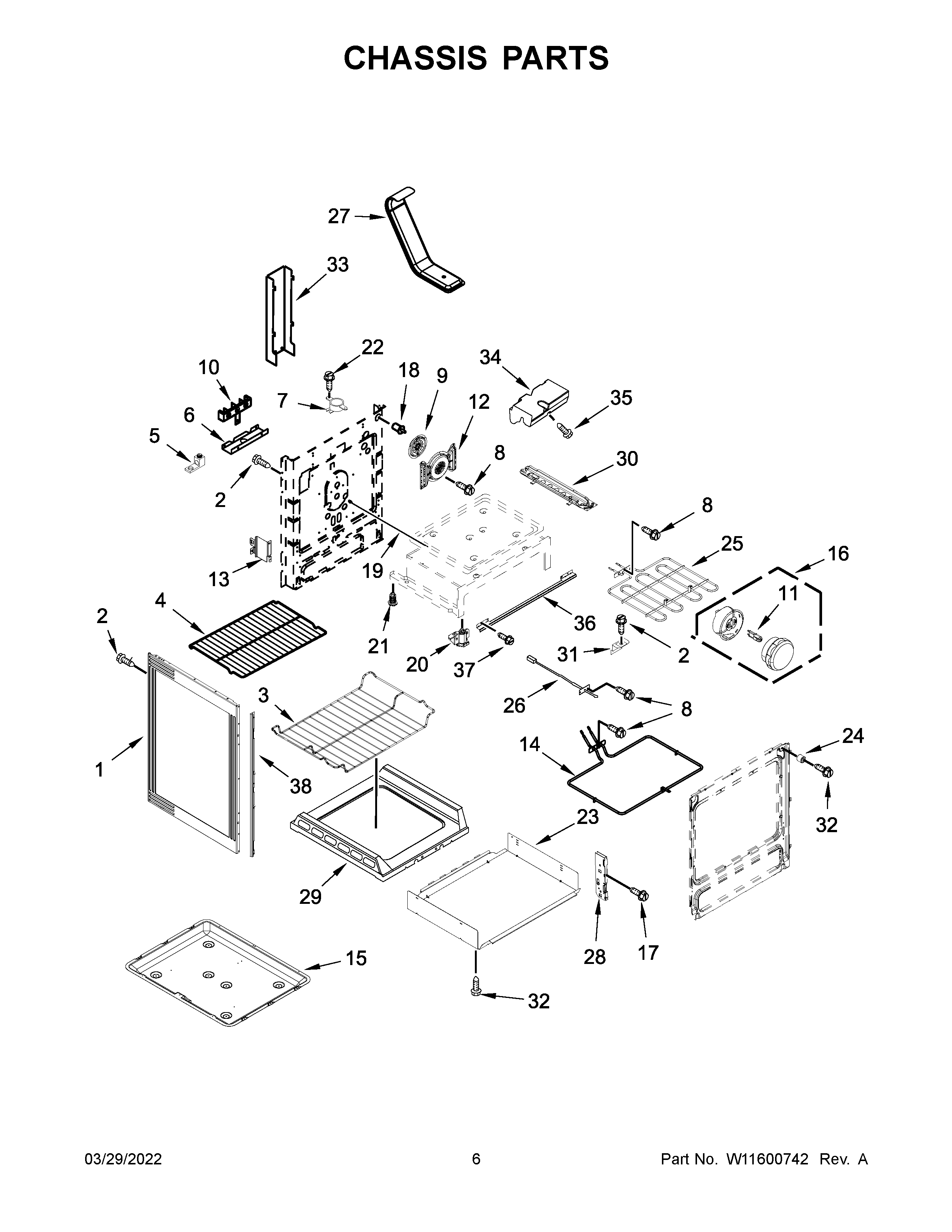 KitchenAid KFEG500EBS6 chassis parts diagram