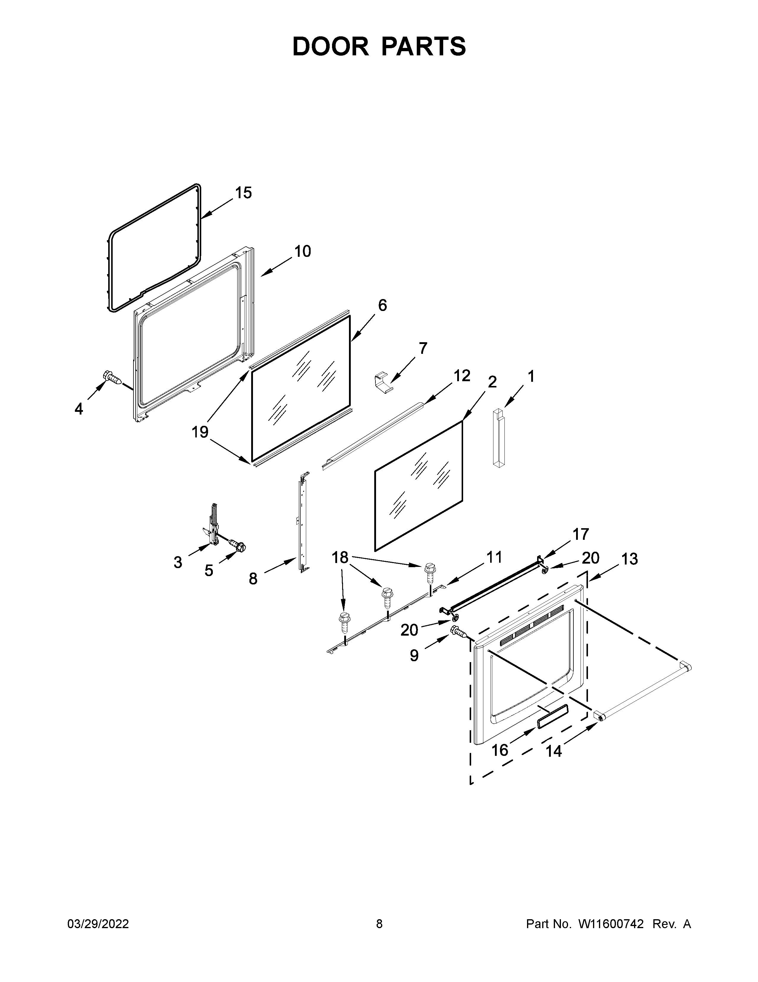 KitchenAid KFEG500EBS6 door parts diagram