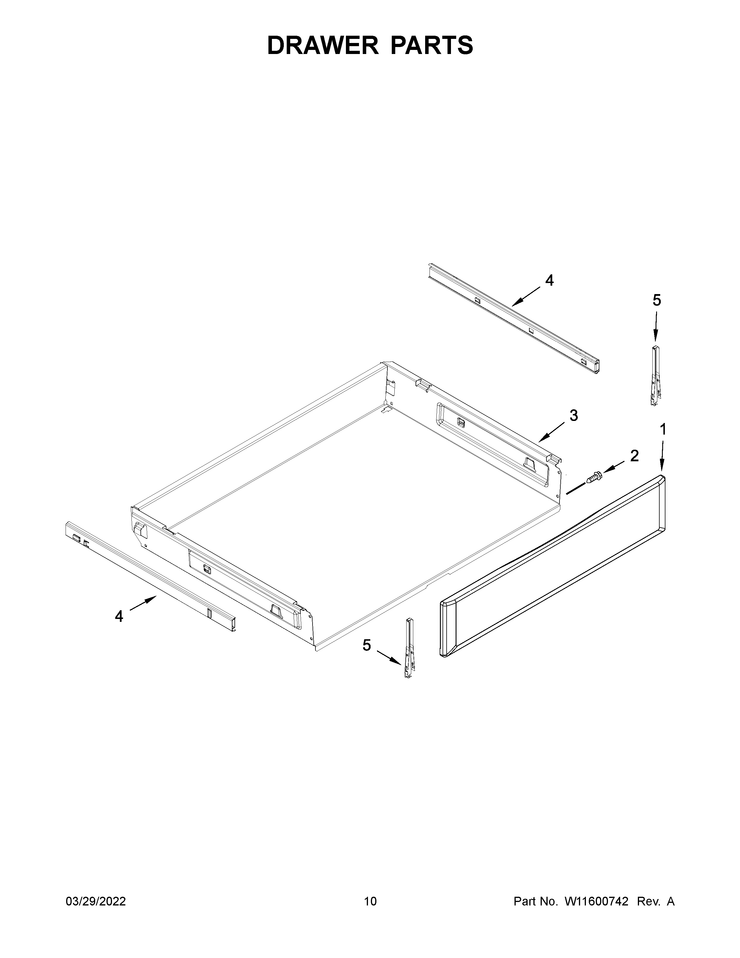 KitchenAid KFEG500EBS6 drawer parts diagram