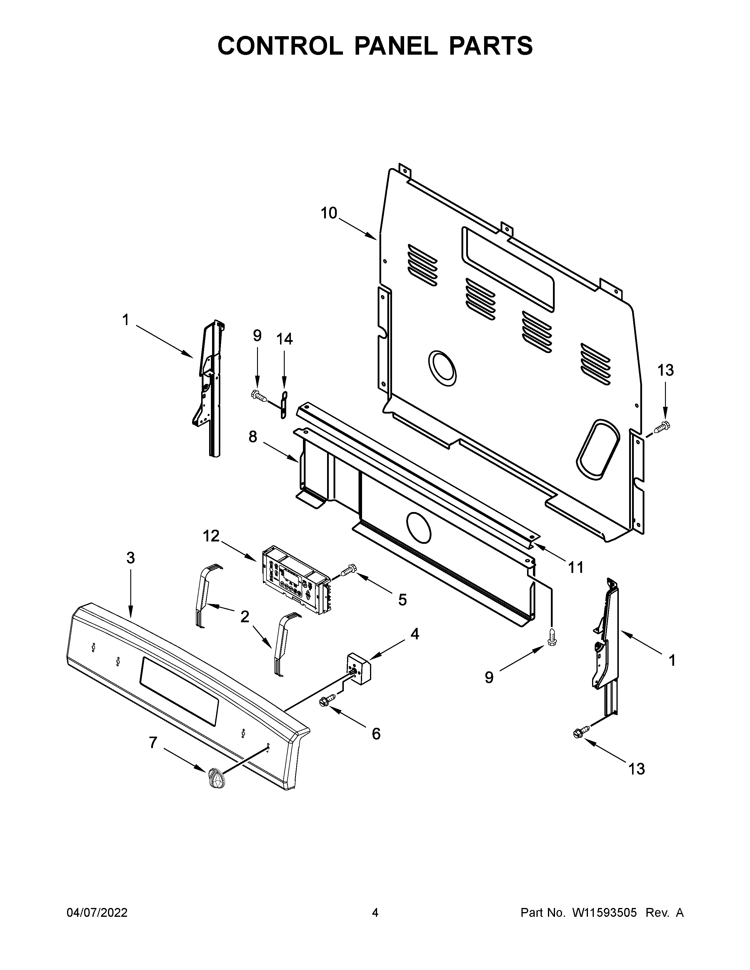 Whirlpool WFC315S0JS3 control panel parts diagram
