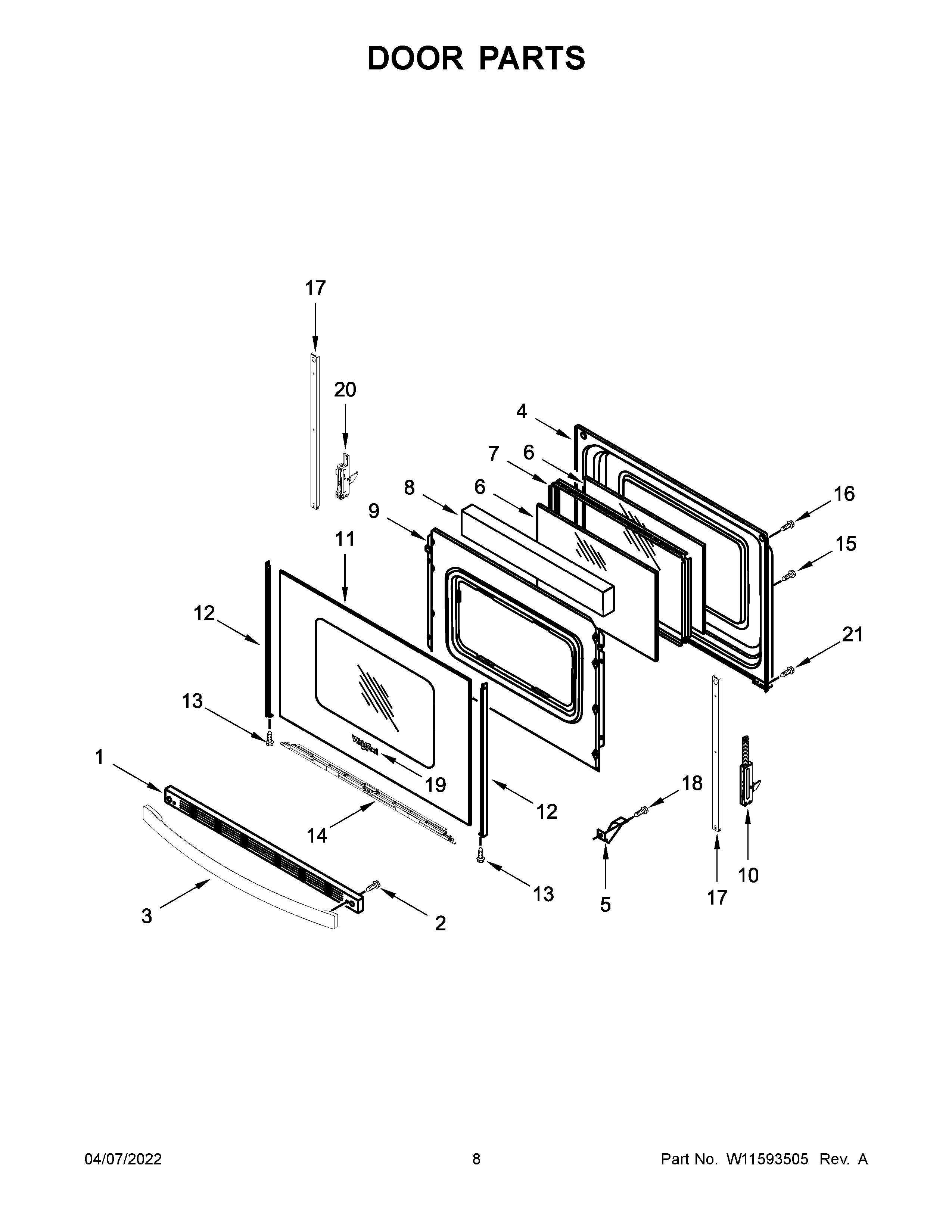 Whirlpool WFC315S0JS3 door parts diagram