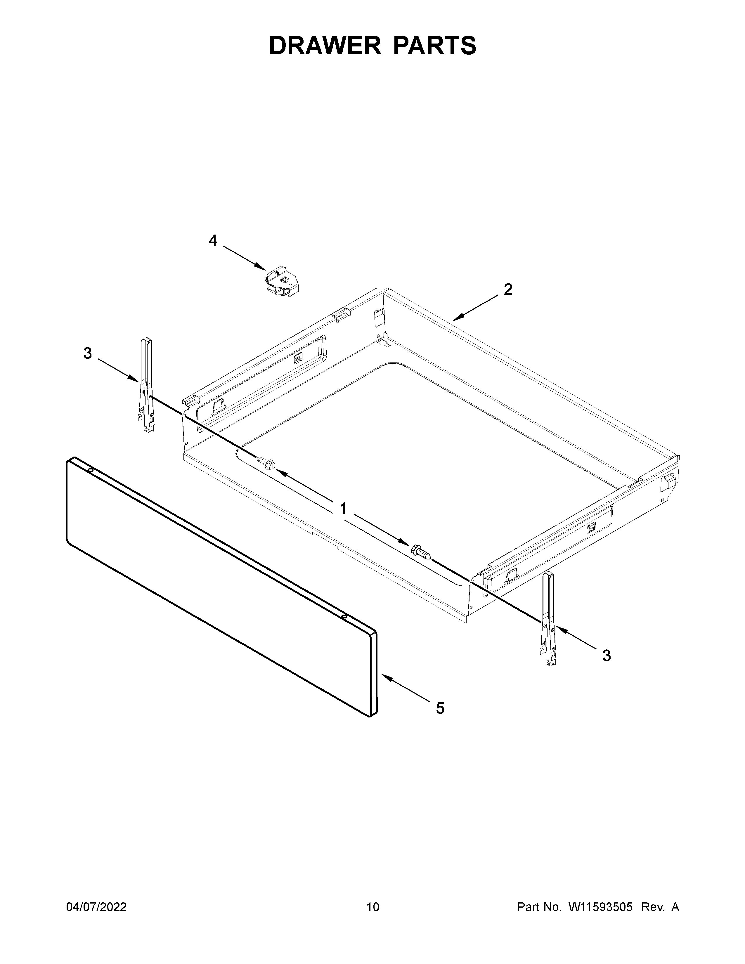 Whirlpool WFC315S0JS3 drawer parts diagram