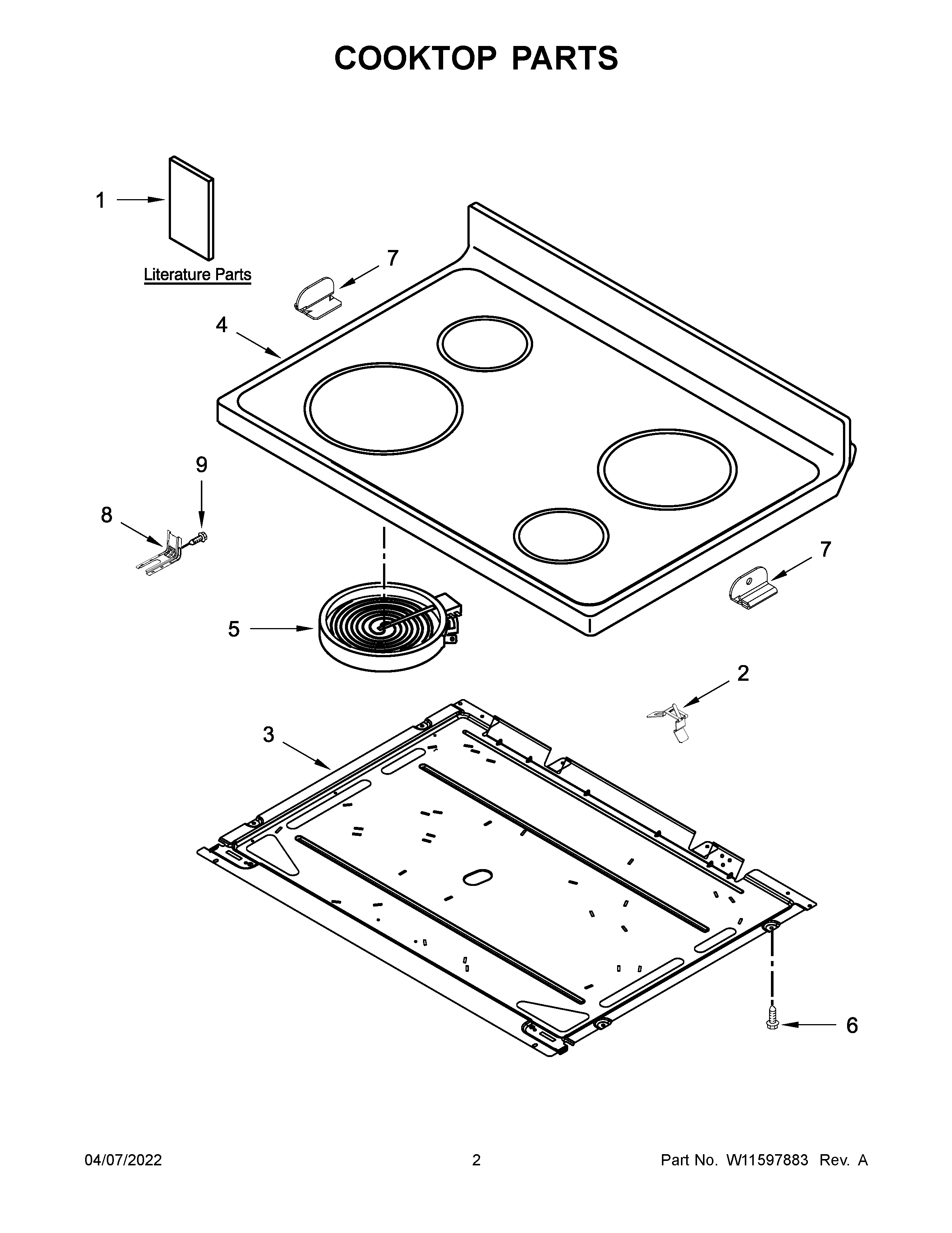 Amana YAER6303MFS5 cooktop parts diagram