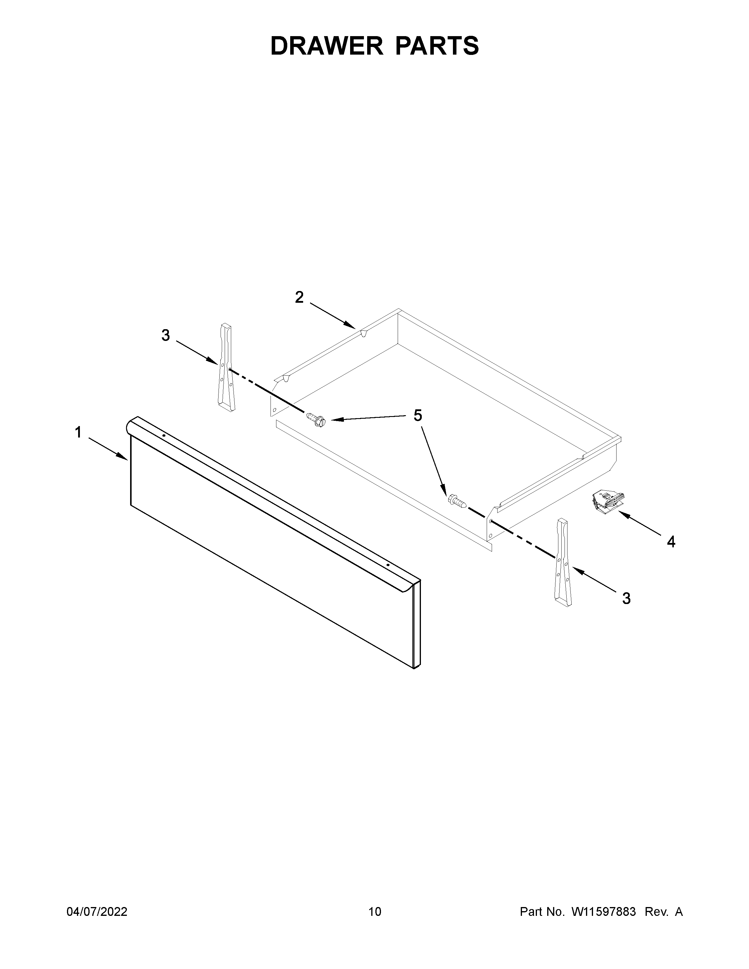 Amana YAER6303MFS5 drawer parts diagram