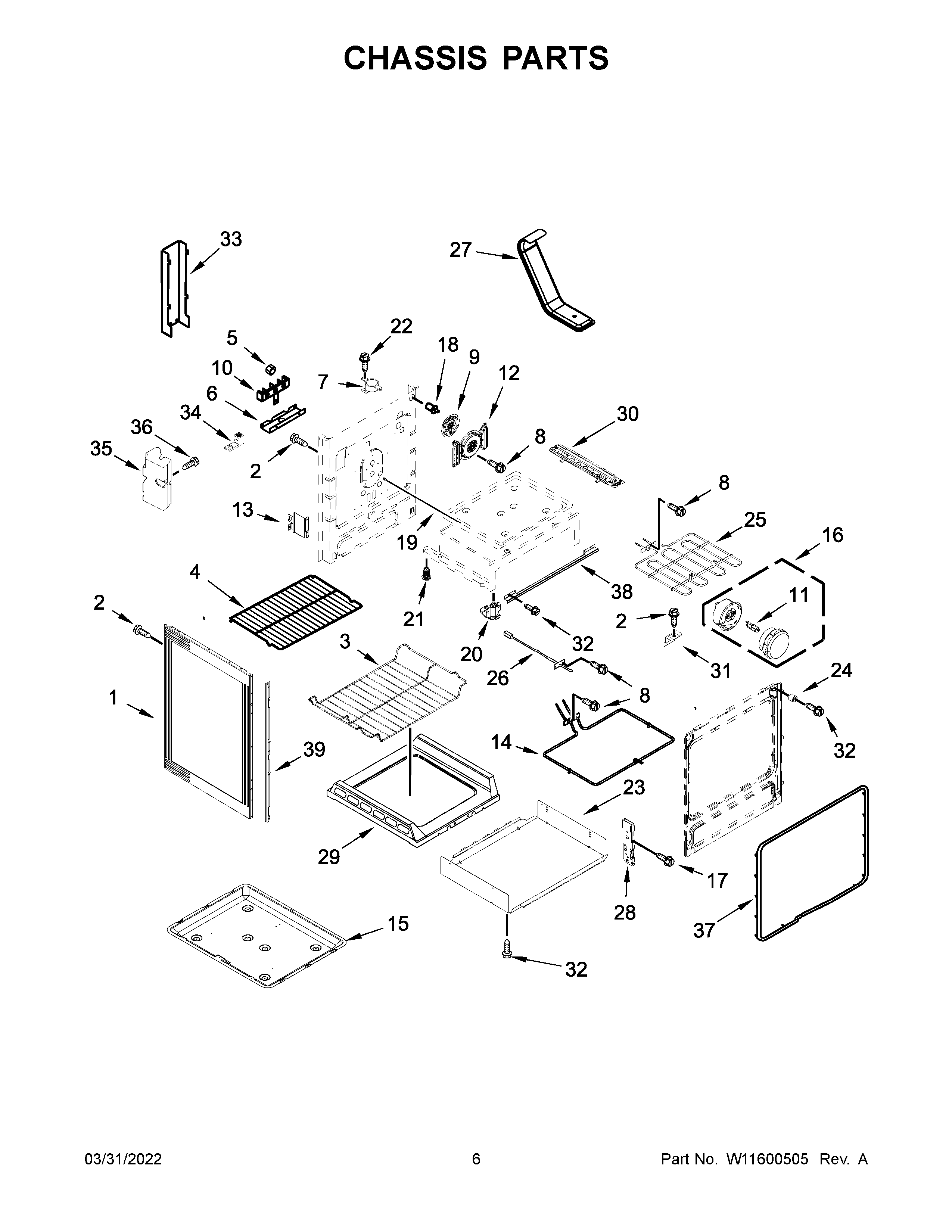 KitchenAid KFEG500EWH6 chassis parts diagram