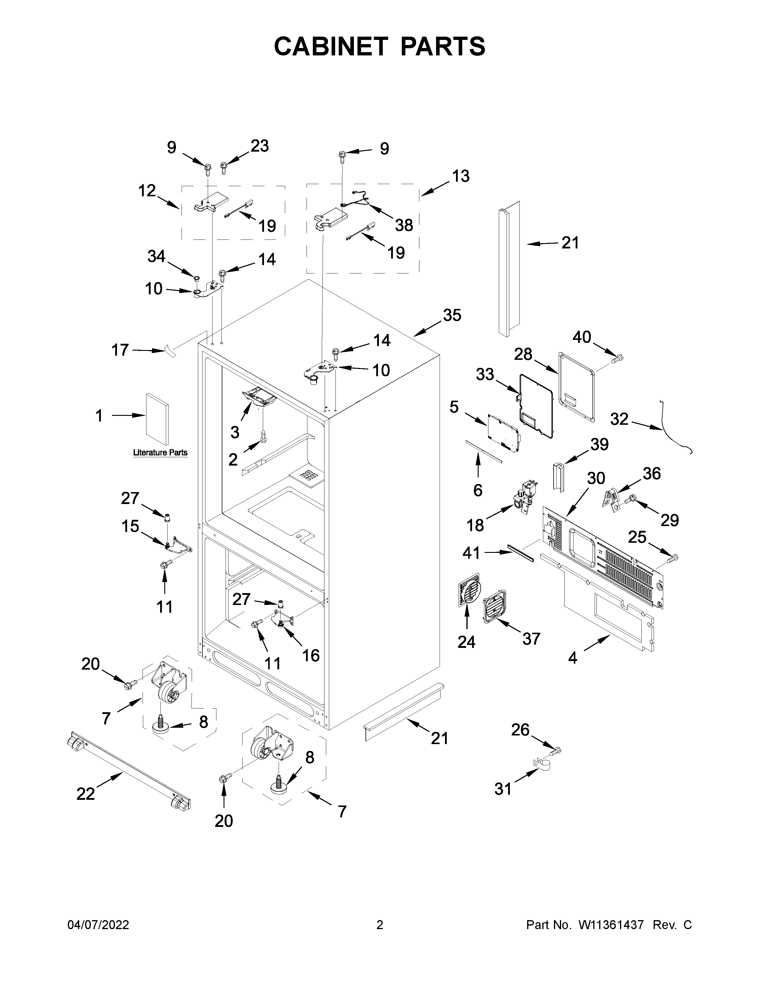 KitchenAid KRFC704FBS02 cabinet parts diagram