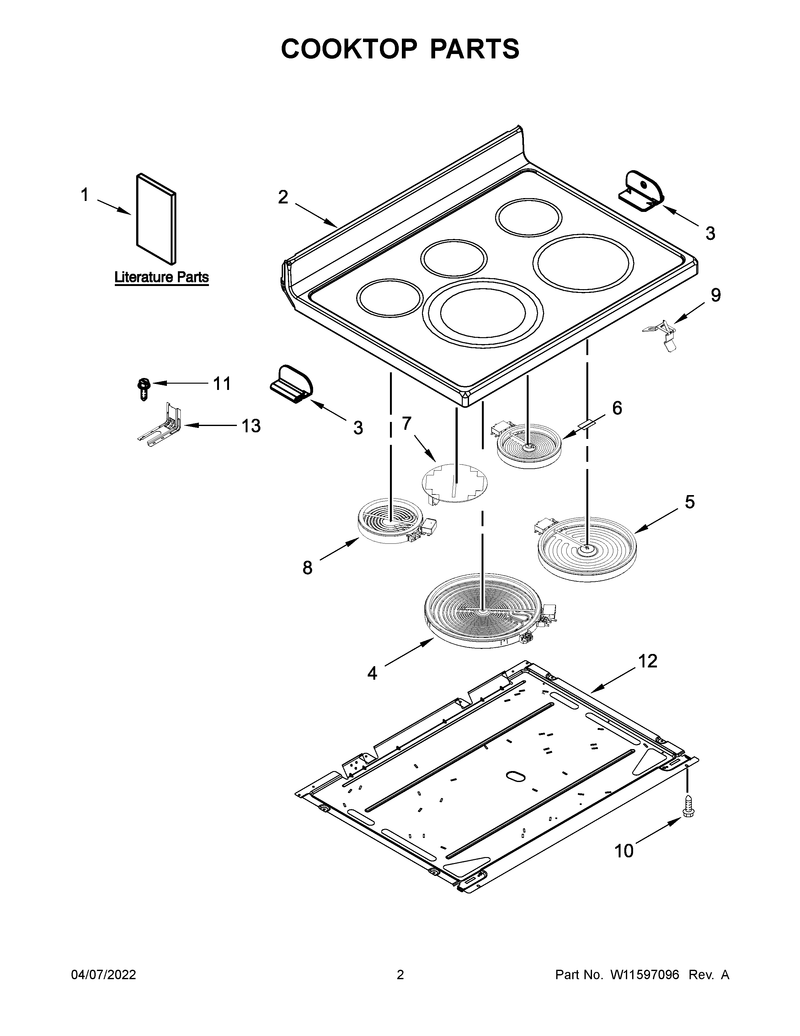 KitchenAid KFEG504KPS3 cooktop parts diagram