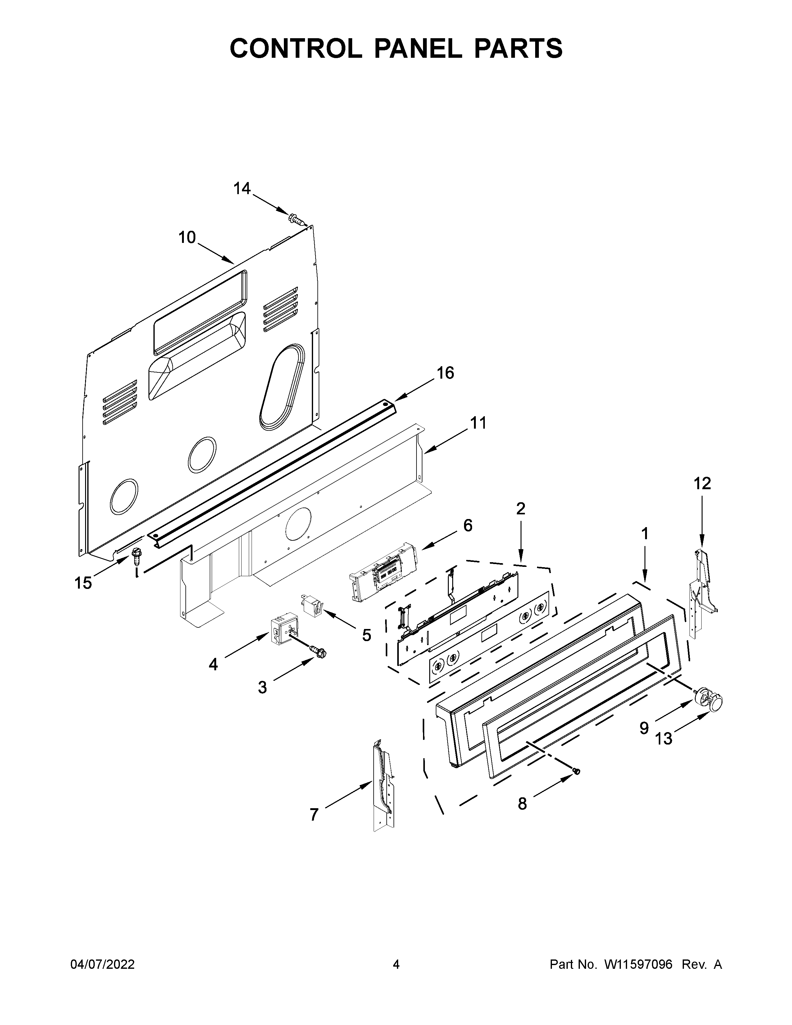 KitchenAid KFEG504KPS3 control panel parts diagram