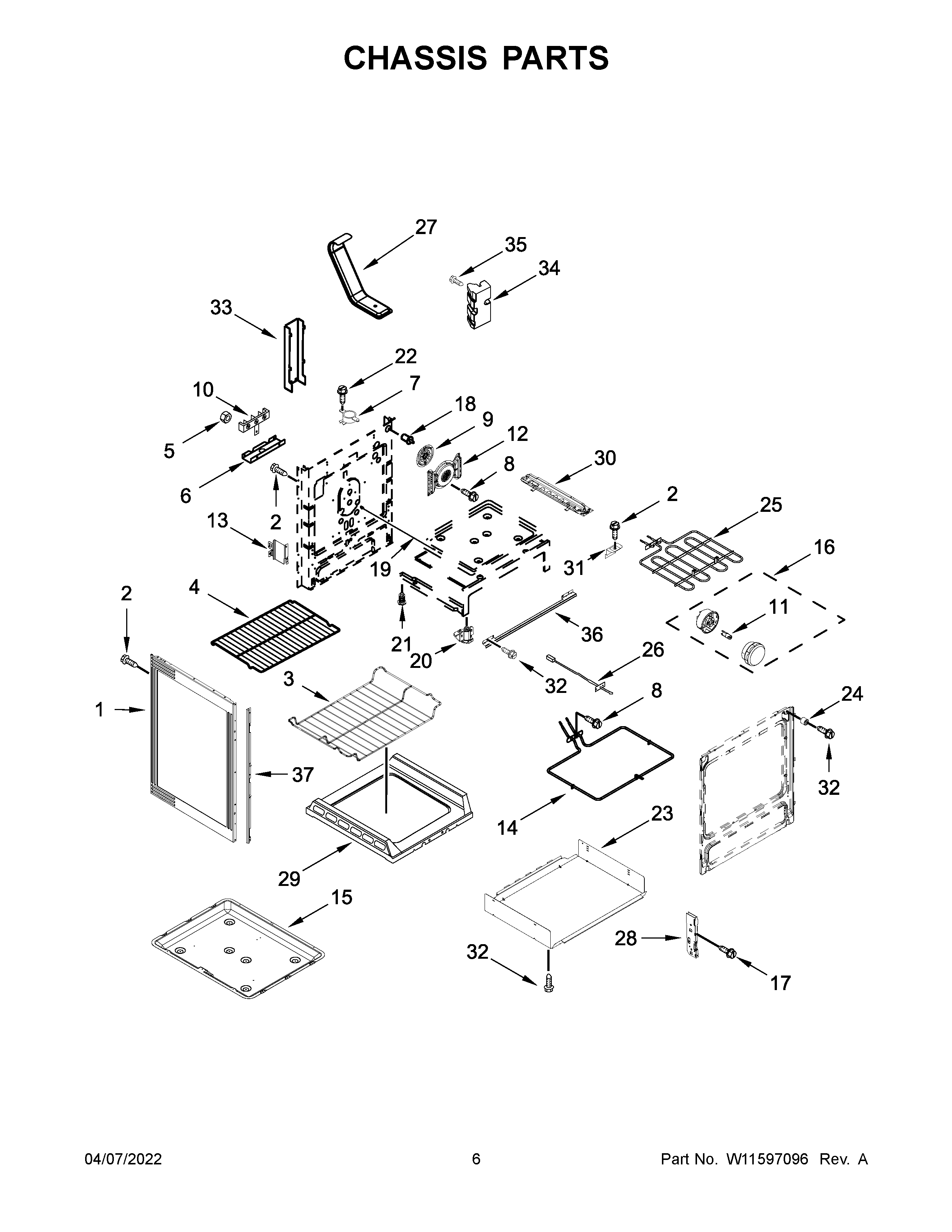 KitchenAid KFEG504KPS3 chassis parts diagram