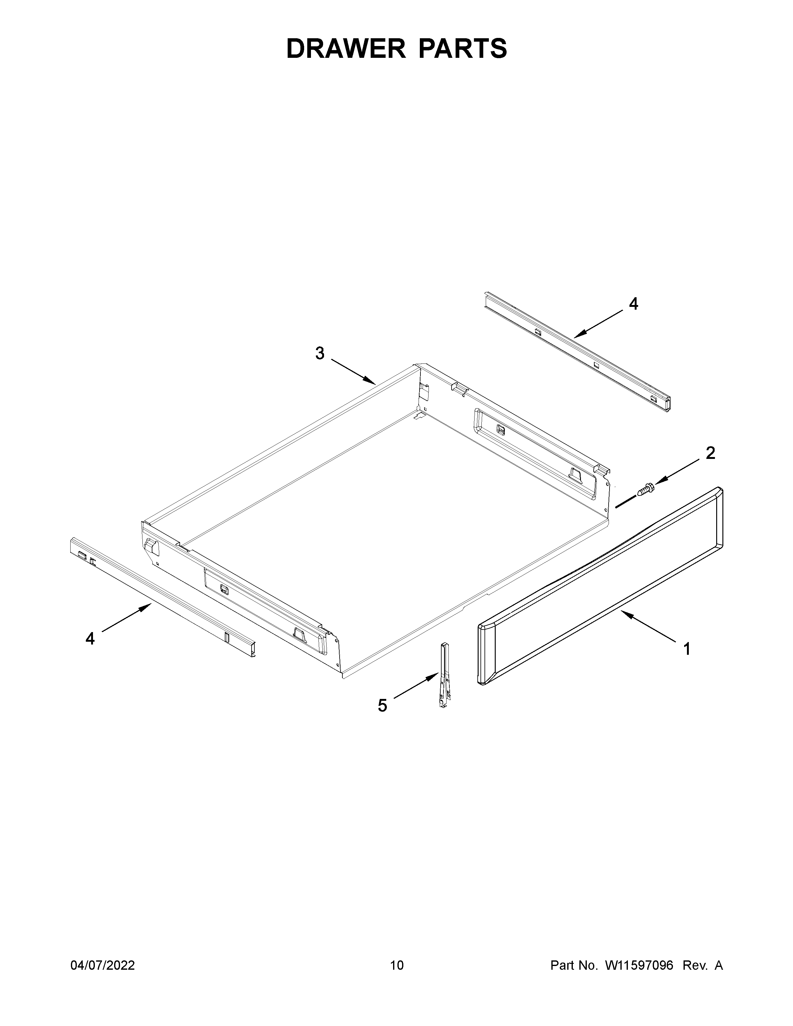 KitchenAid KFEG504KPS3 drawer parts diagram