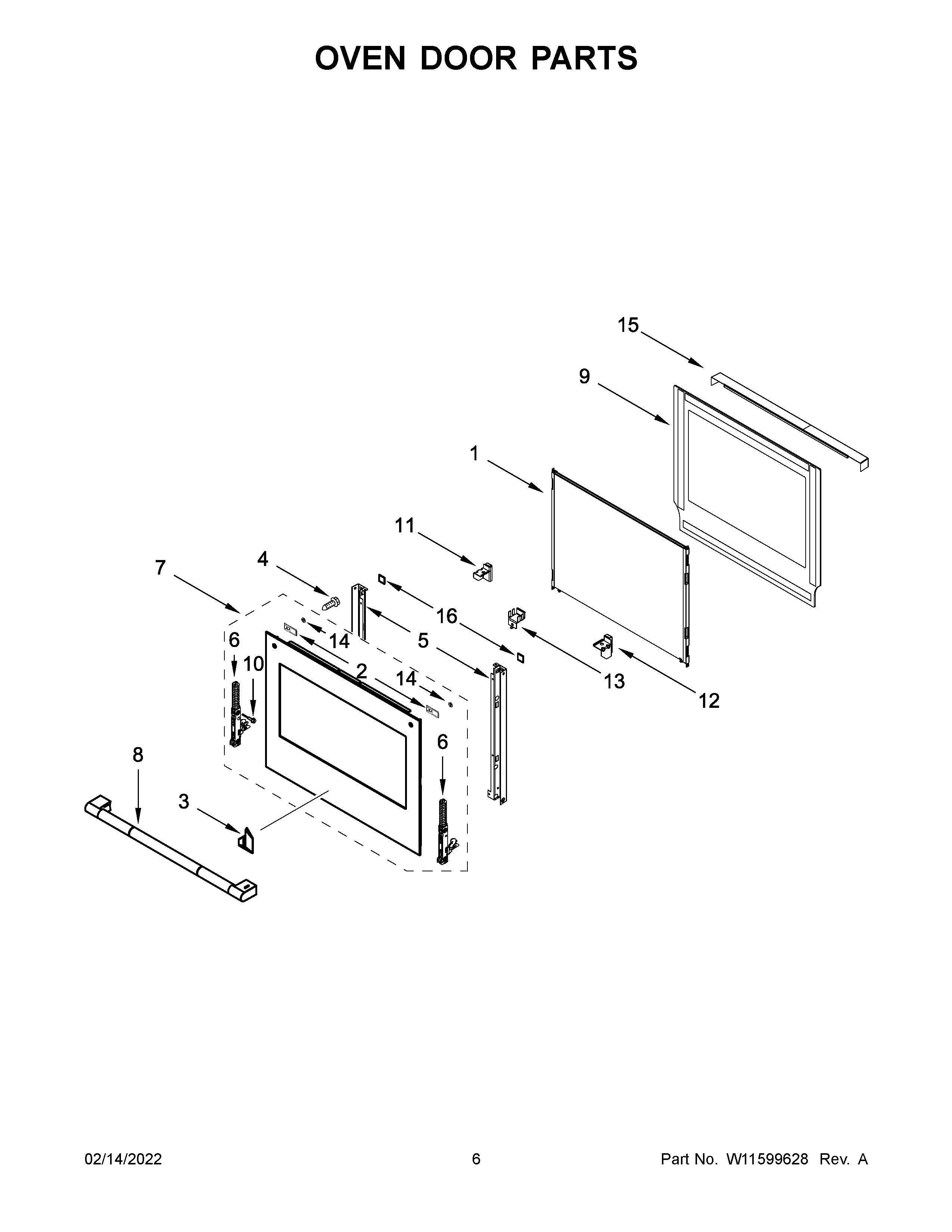 Jenn-Air JJW2430LL00 oven door parts diagram