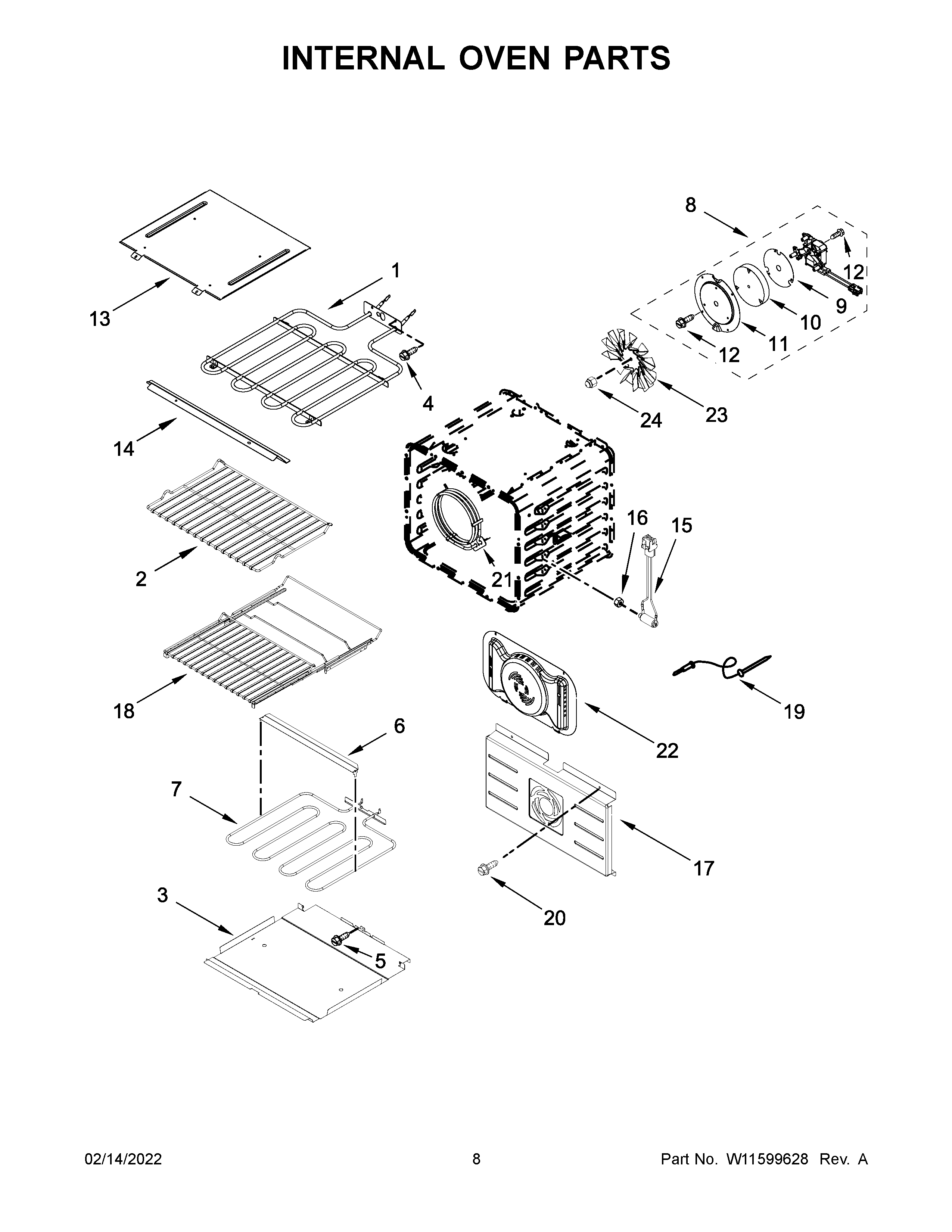 Jenn-Air JJW2430LL00 internal oven parts diagram