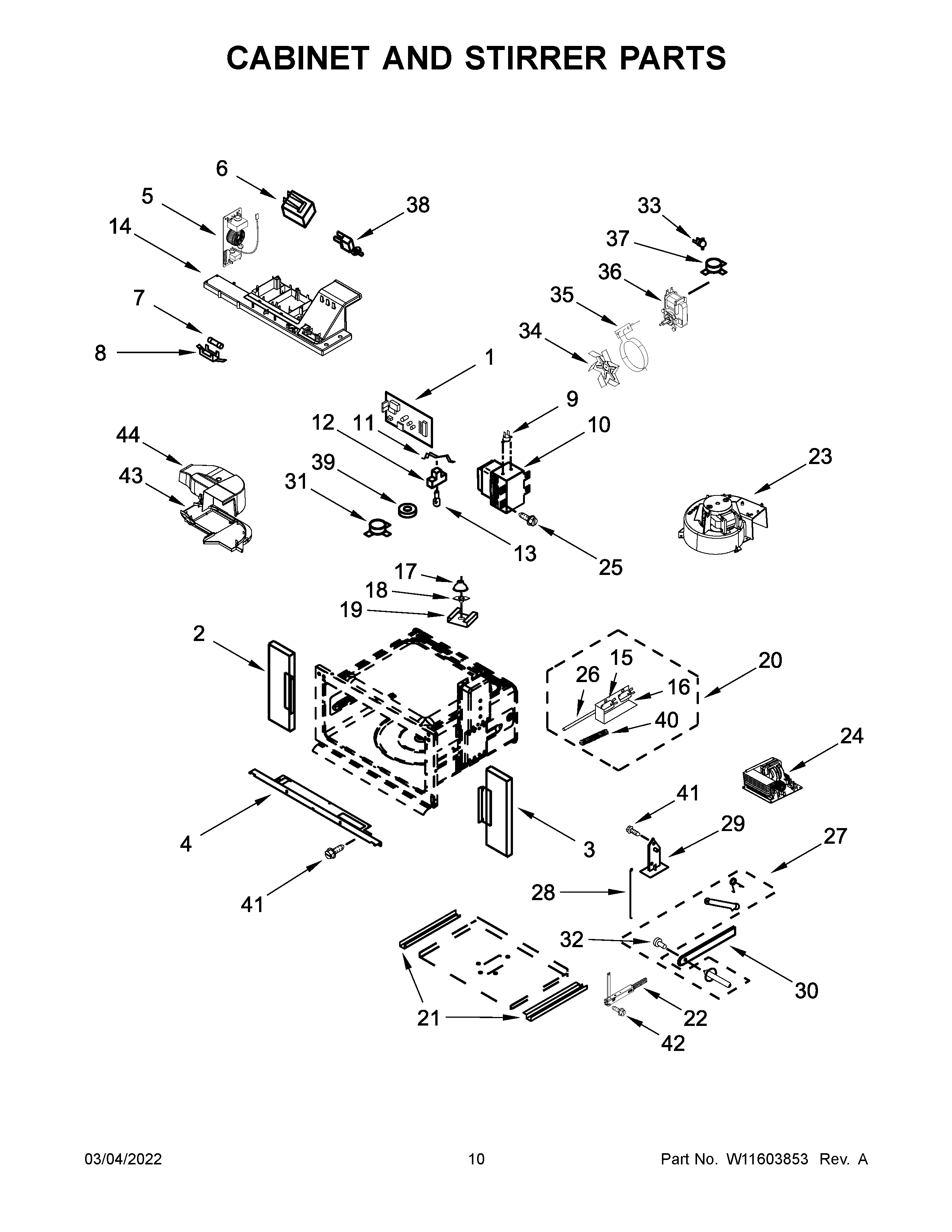 Jenn-Air JMW2430LL00 cabinet and stirrer parts diagram