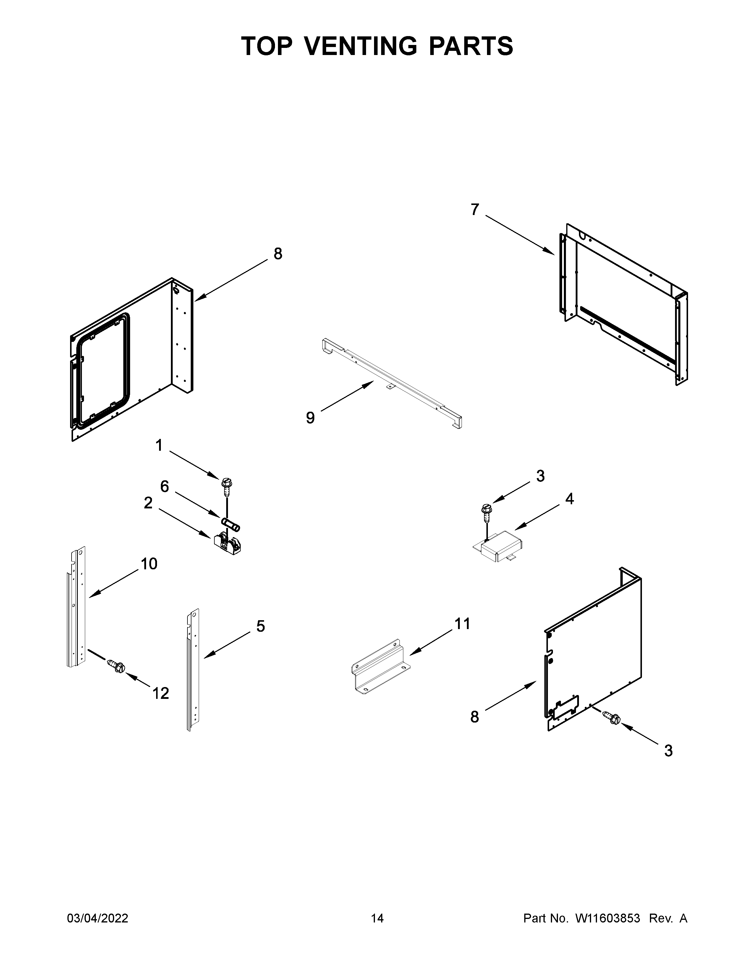 Jenn-Air JMW2430LL00 top venting parts diagram