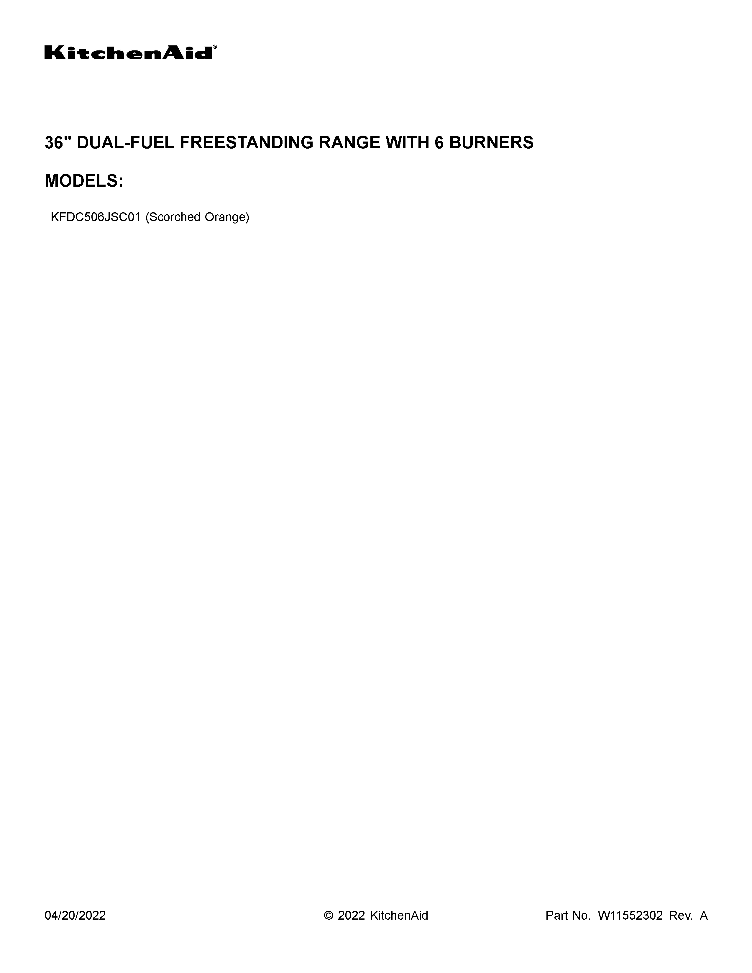 KitchenAid KFDC506JSC01 cover sheet diagram
