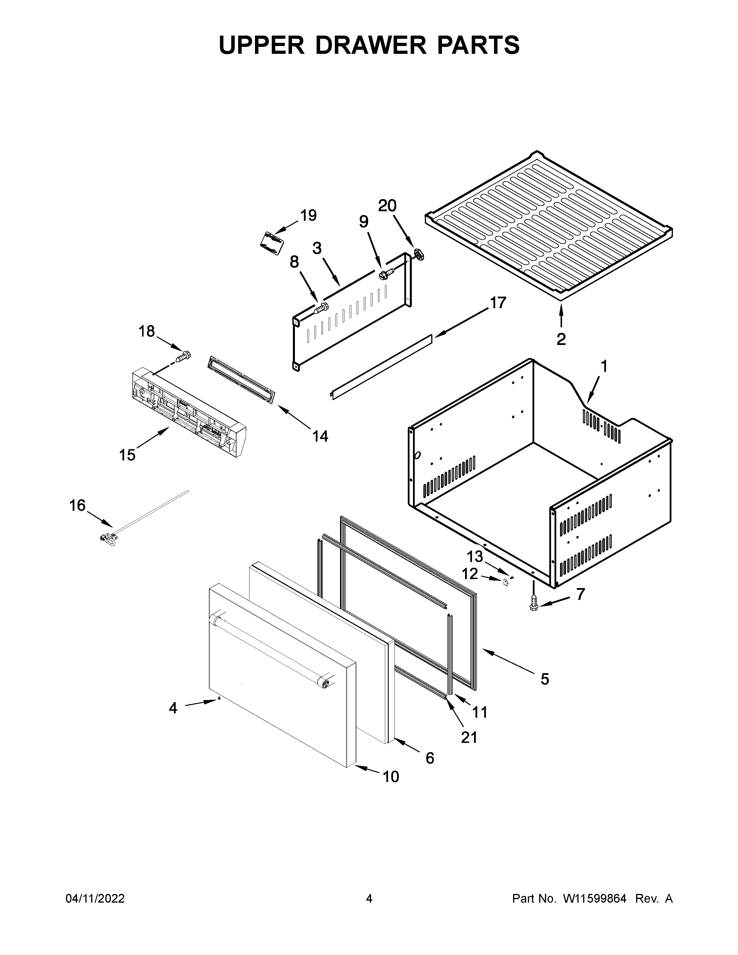 Jenn-Air JUCFP242HL11 upper drawer parts diagram