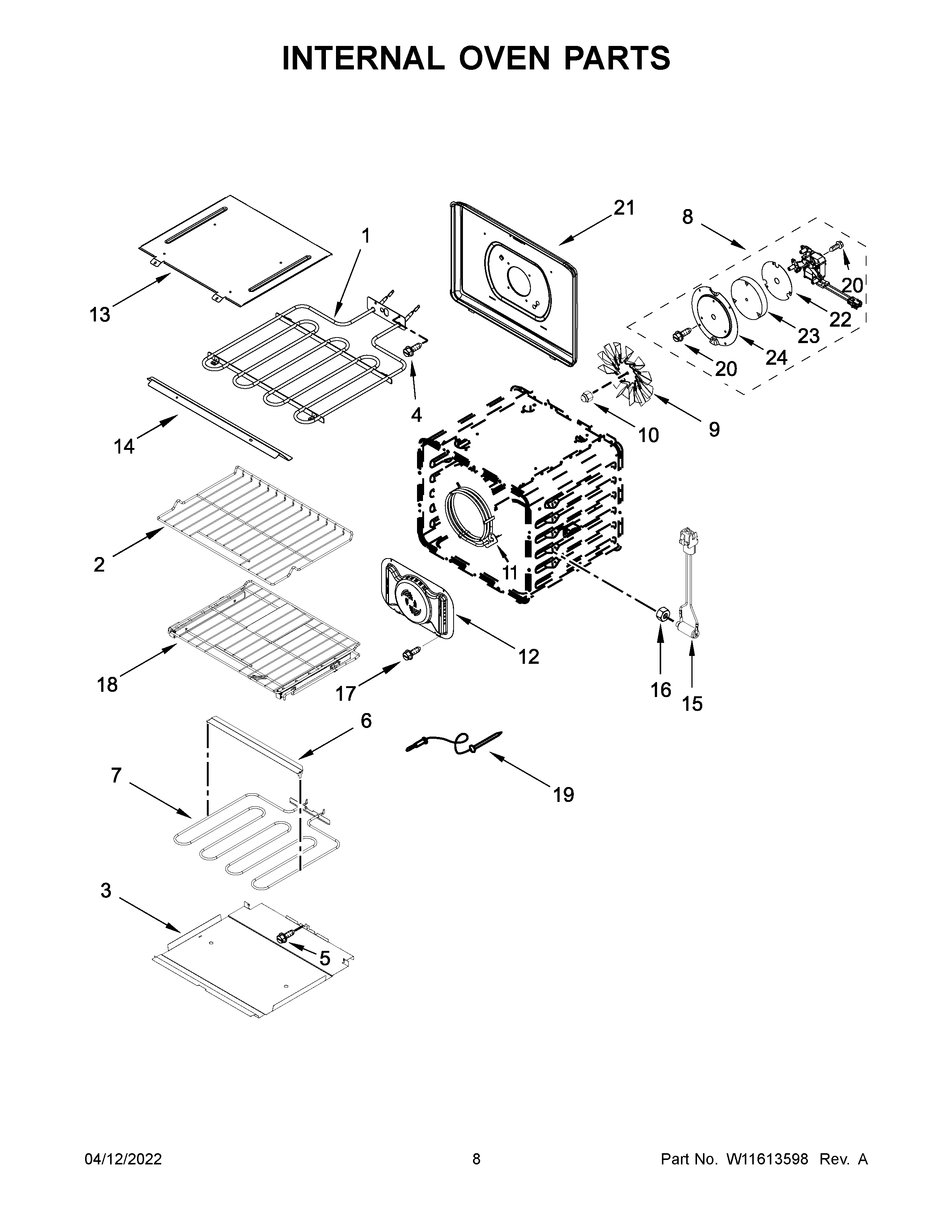 KitchenAid KOSE500ESS20 internal oven parts diagram