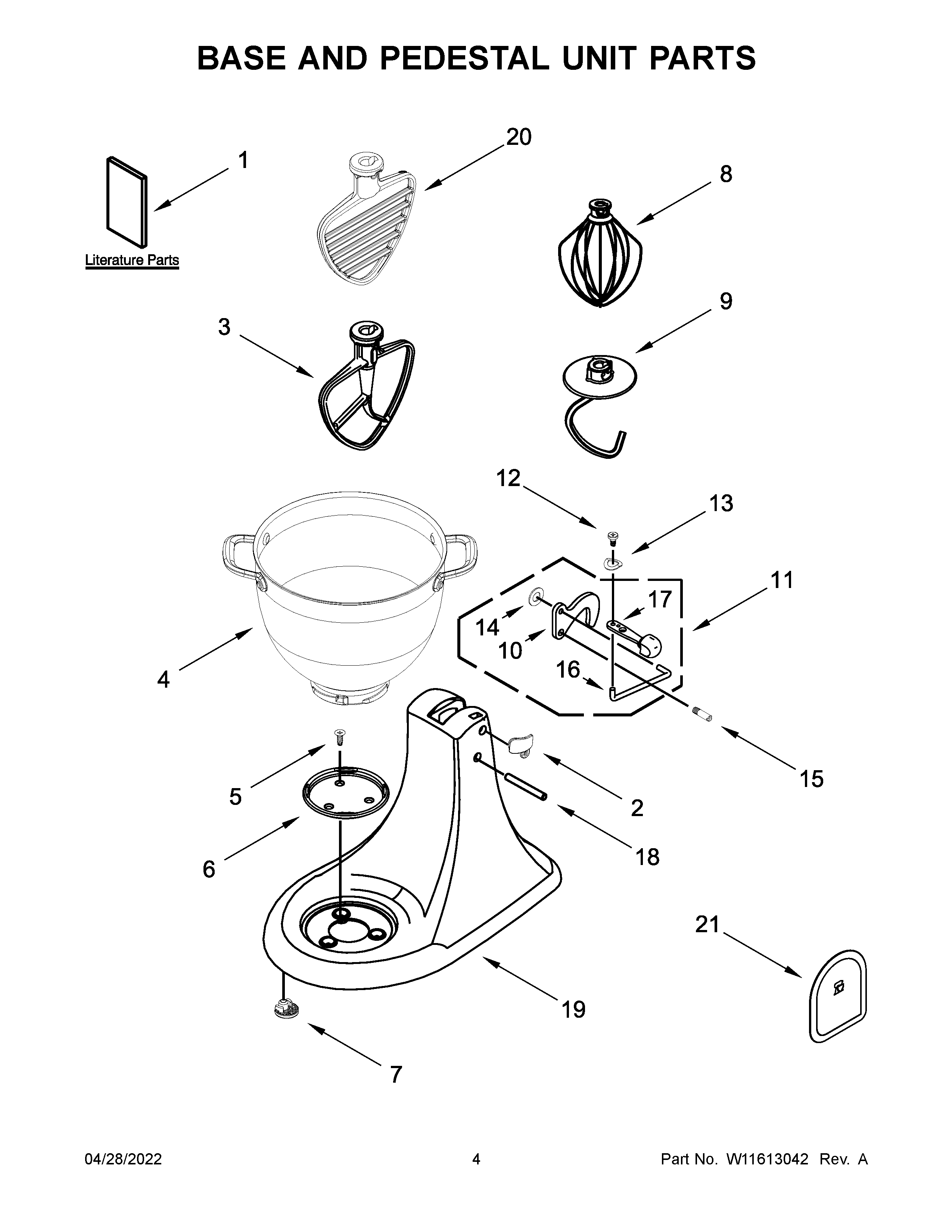 KitchenAid 5KSM180LEBLB0 base and pedestal unit parts diagram