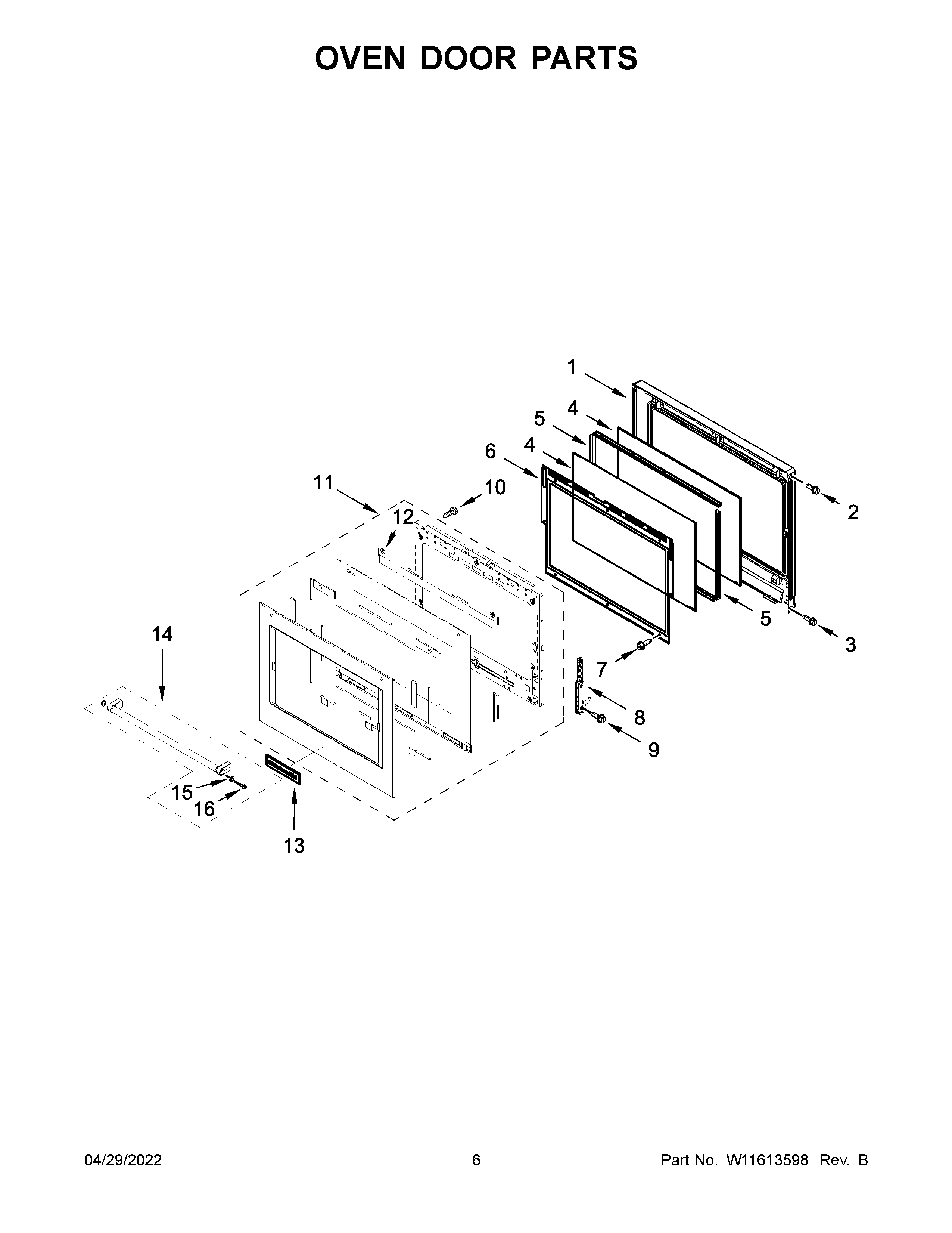 KitchenAid KOSE500EWH20 oven door parts diagram