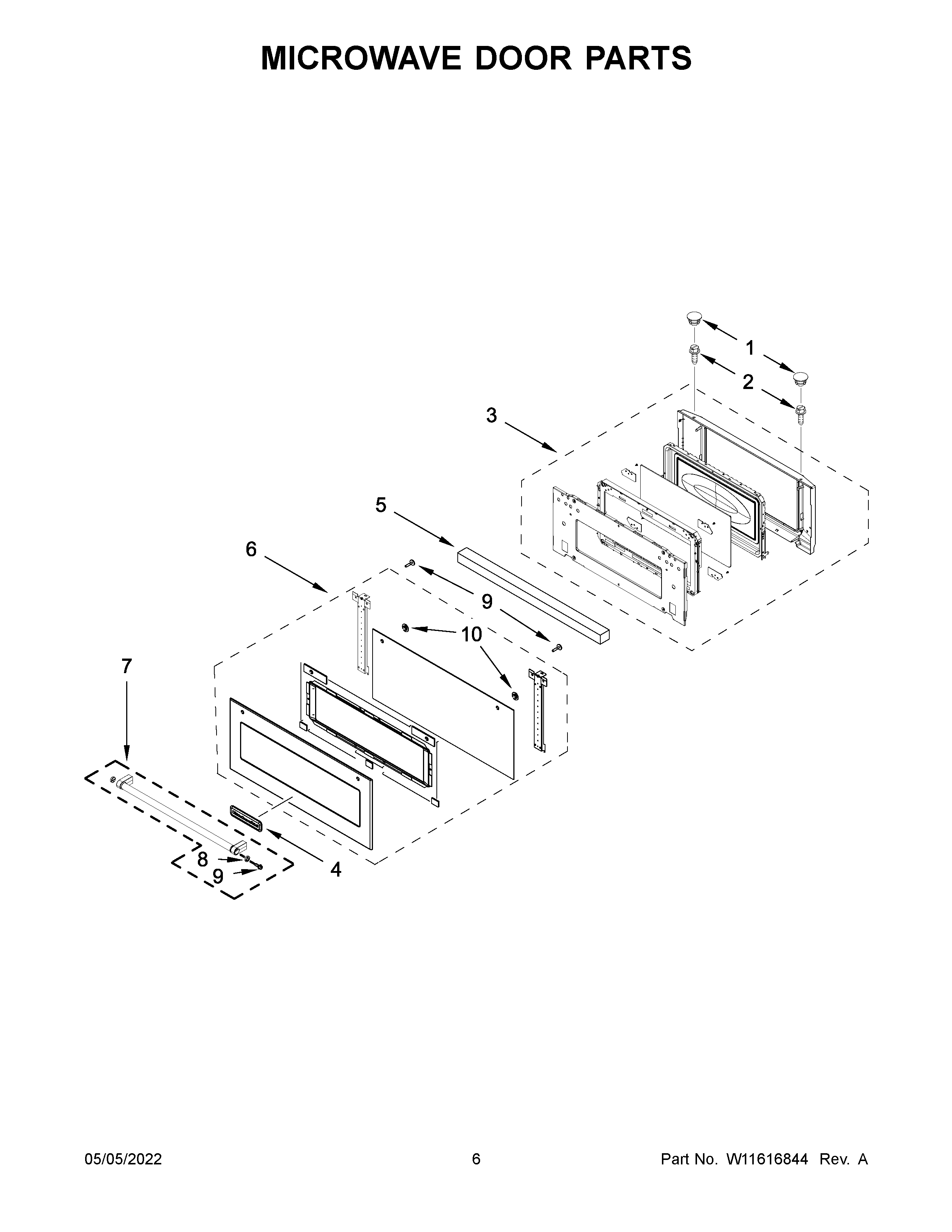 KitchenAid KMBP107ESS20 microwave door parts diagram