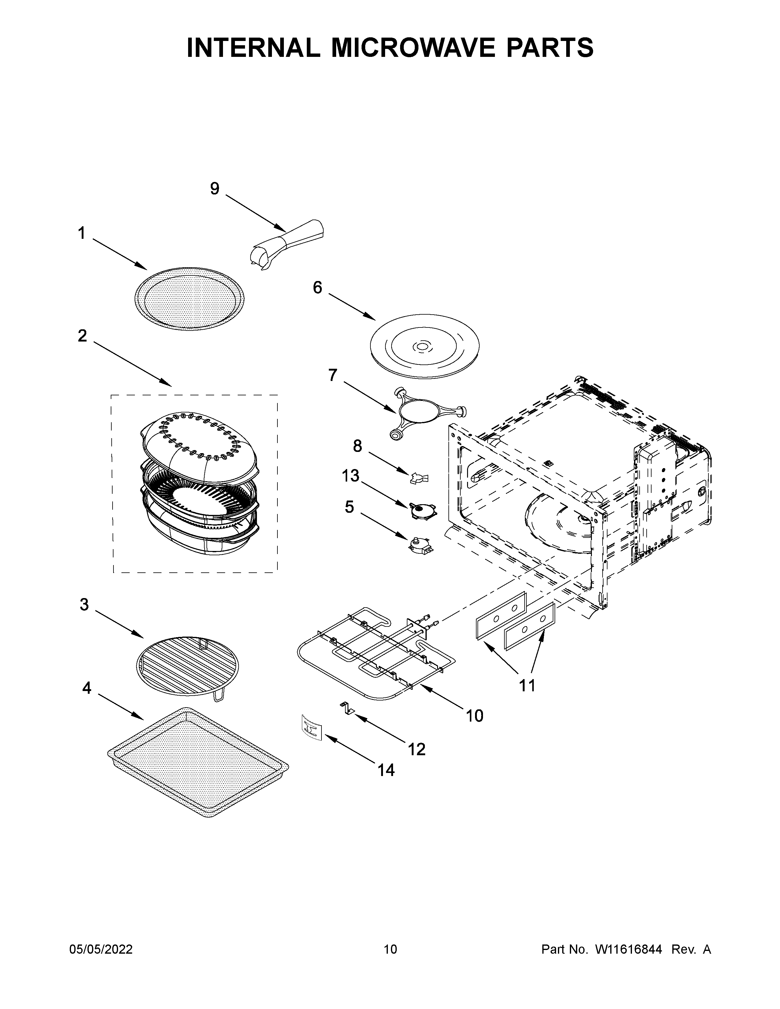 KitchenAid KMBP107ESS20 internal microwave parts diagram