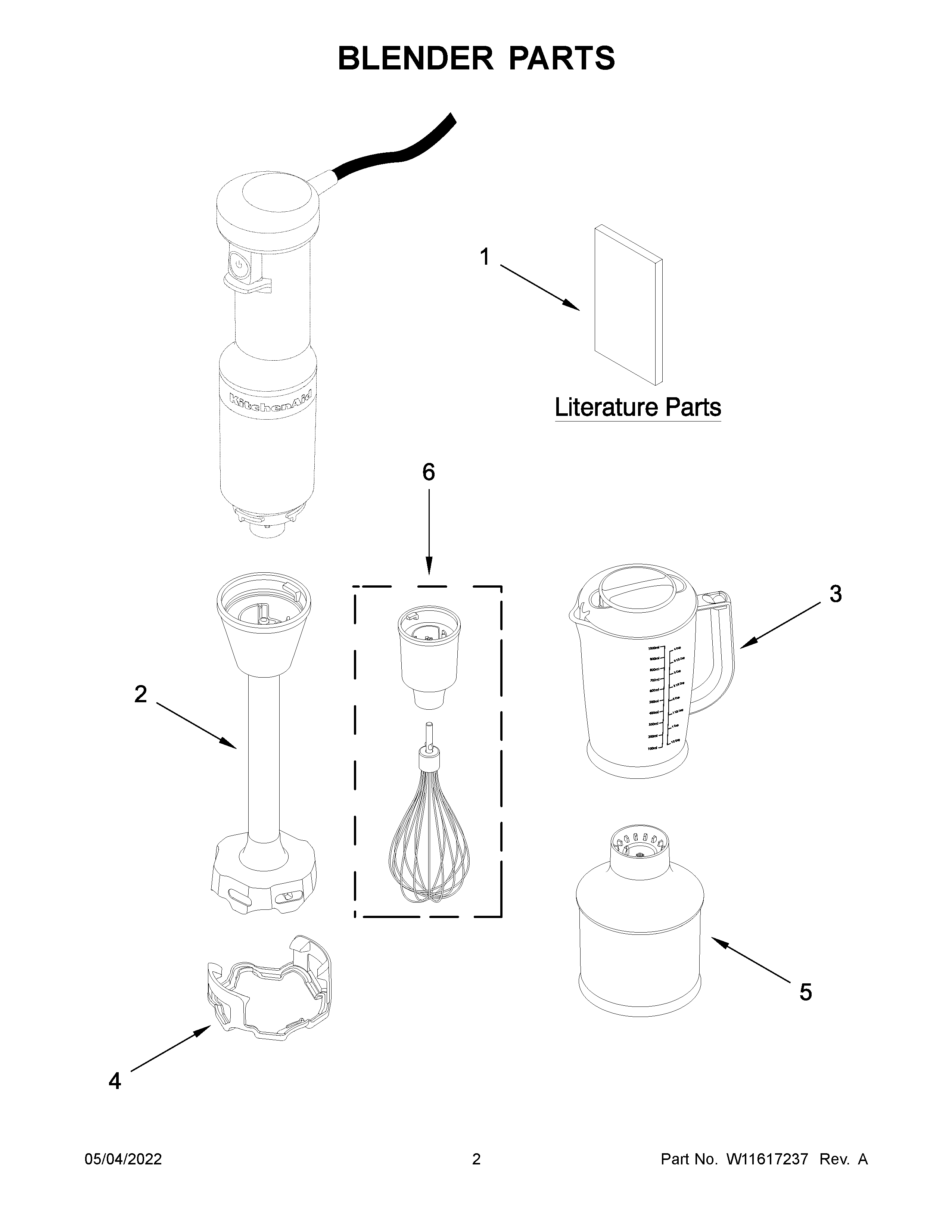 KitchenAid 5KHBV83BDG0 blender parts diagram