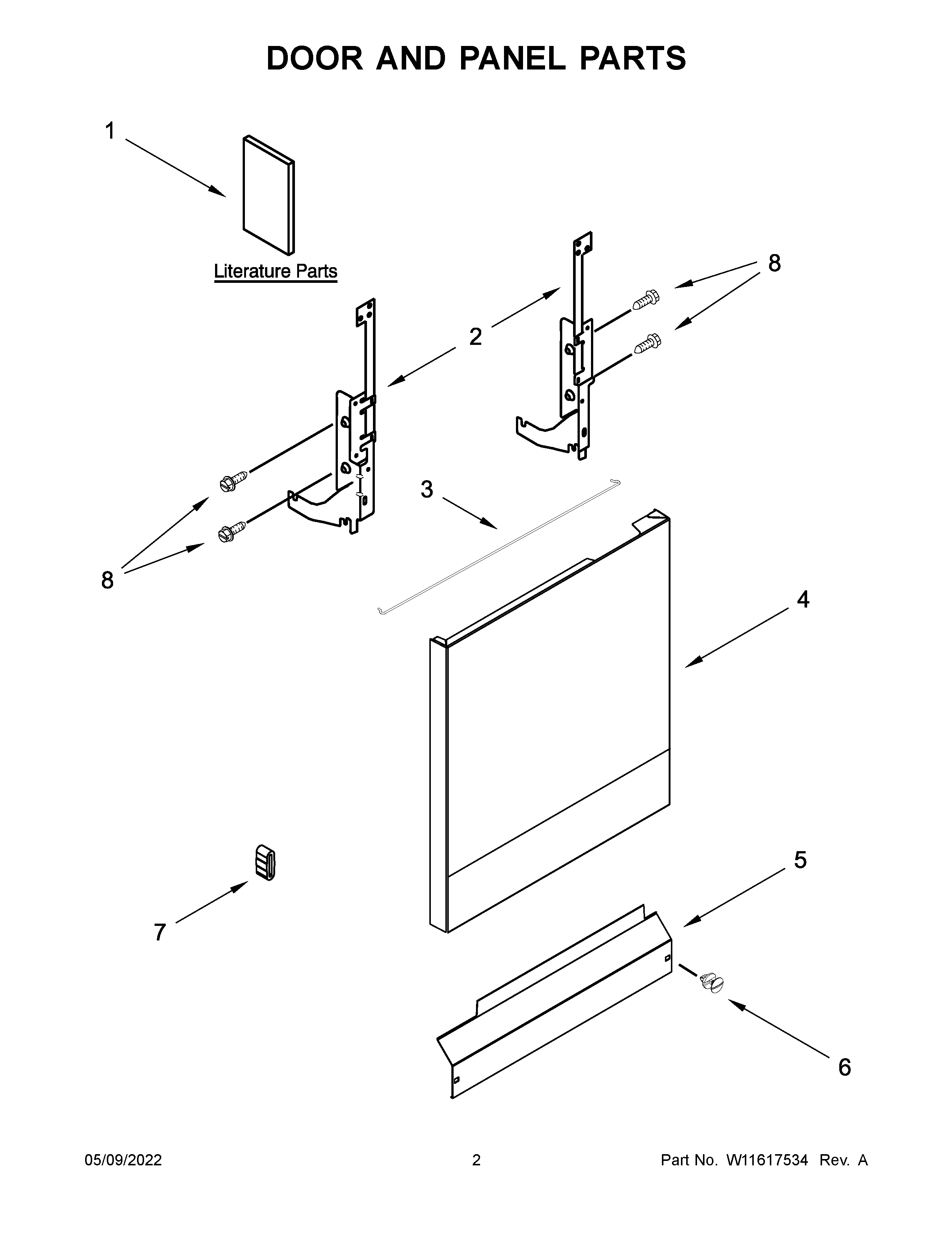 Amana ADB1400AGS2 door and panel parts diagram