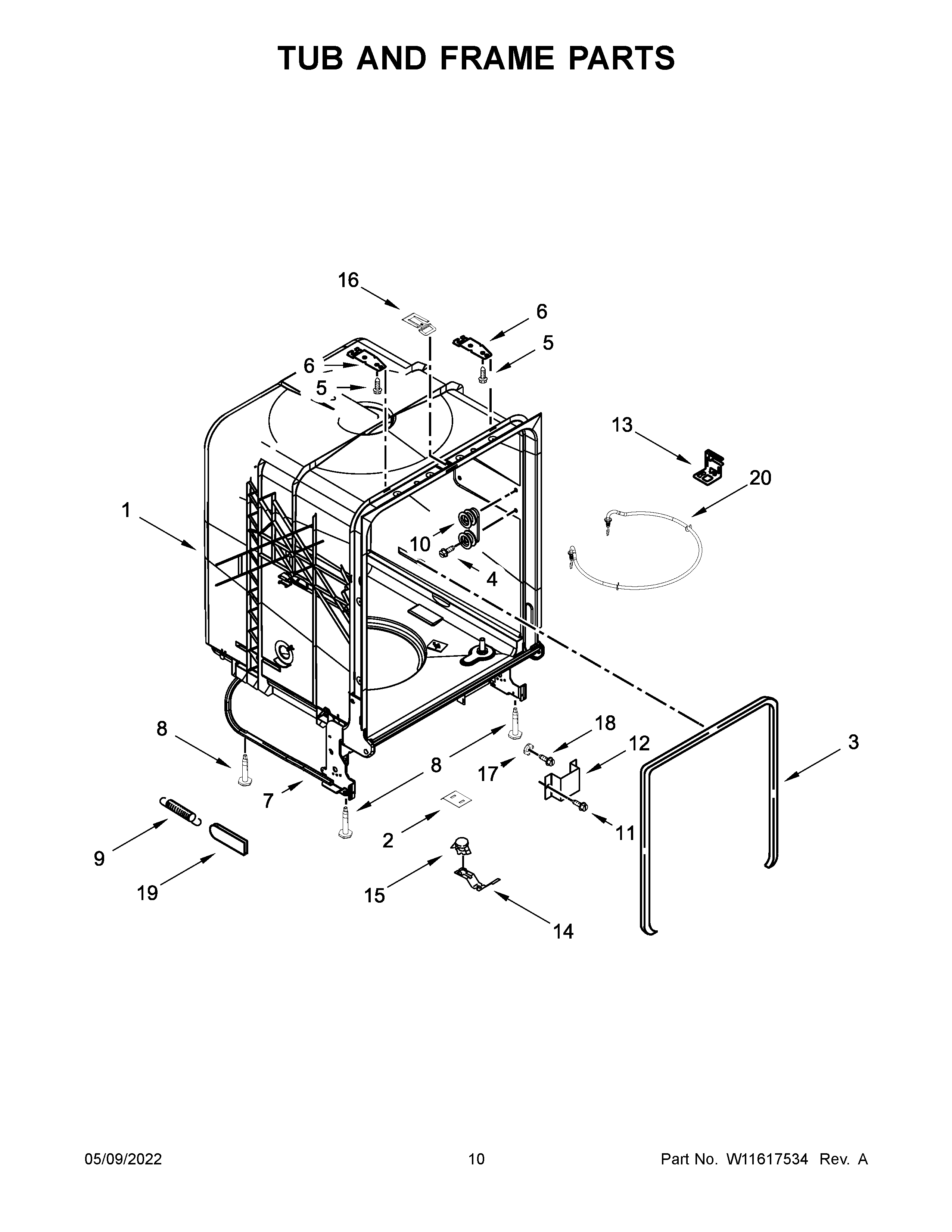 Amana ADB1400AGS2 tub and frame parts diagram
