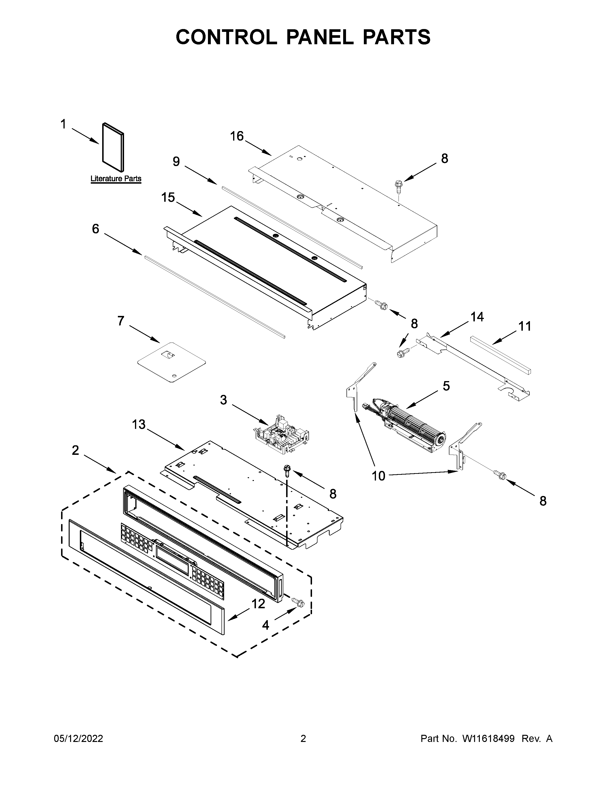 KitchenAid KOSE507EWH20 control panel parts diagram
