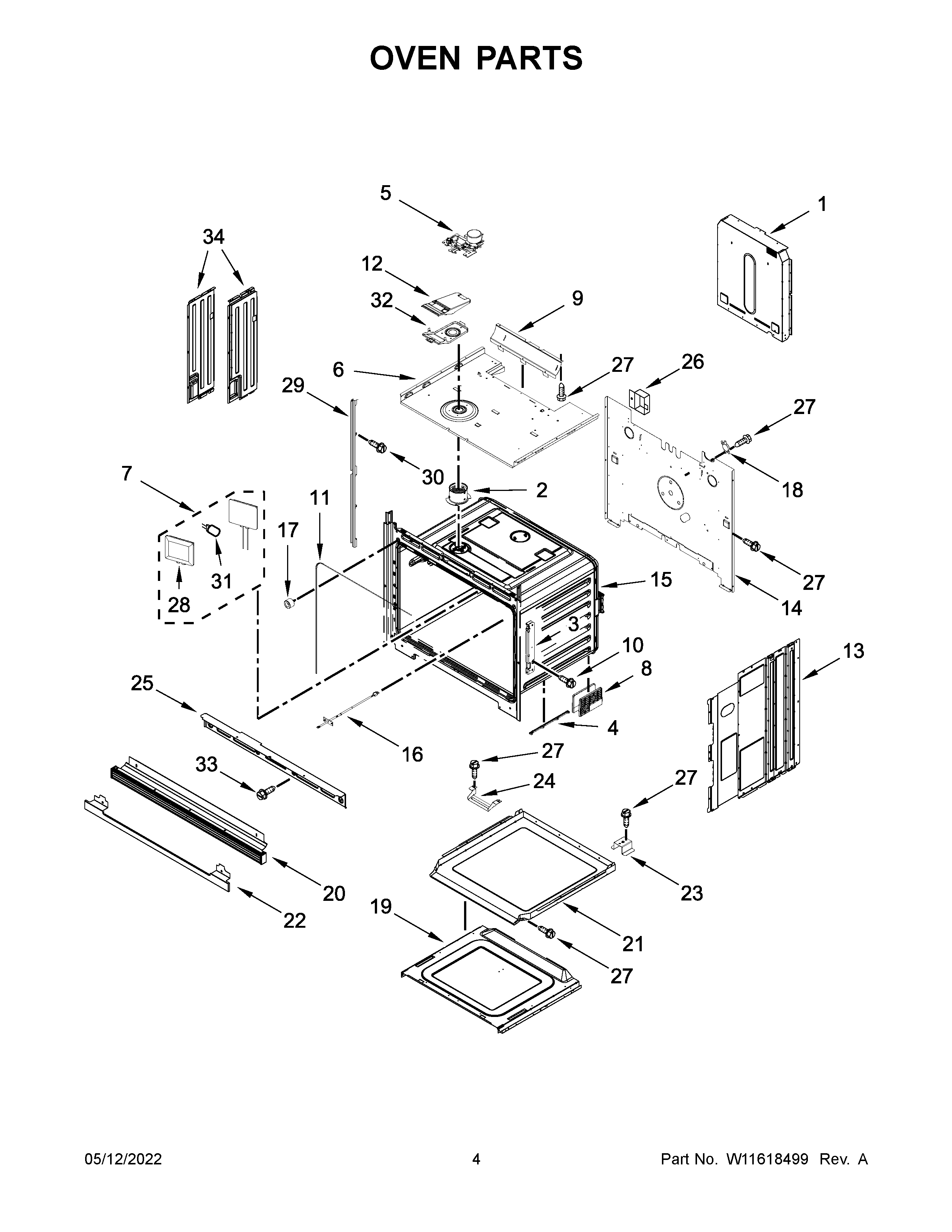 KitchenAid KOSE507EWH20 oven parts diagram
