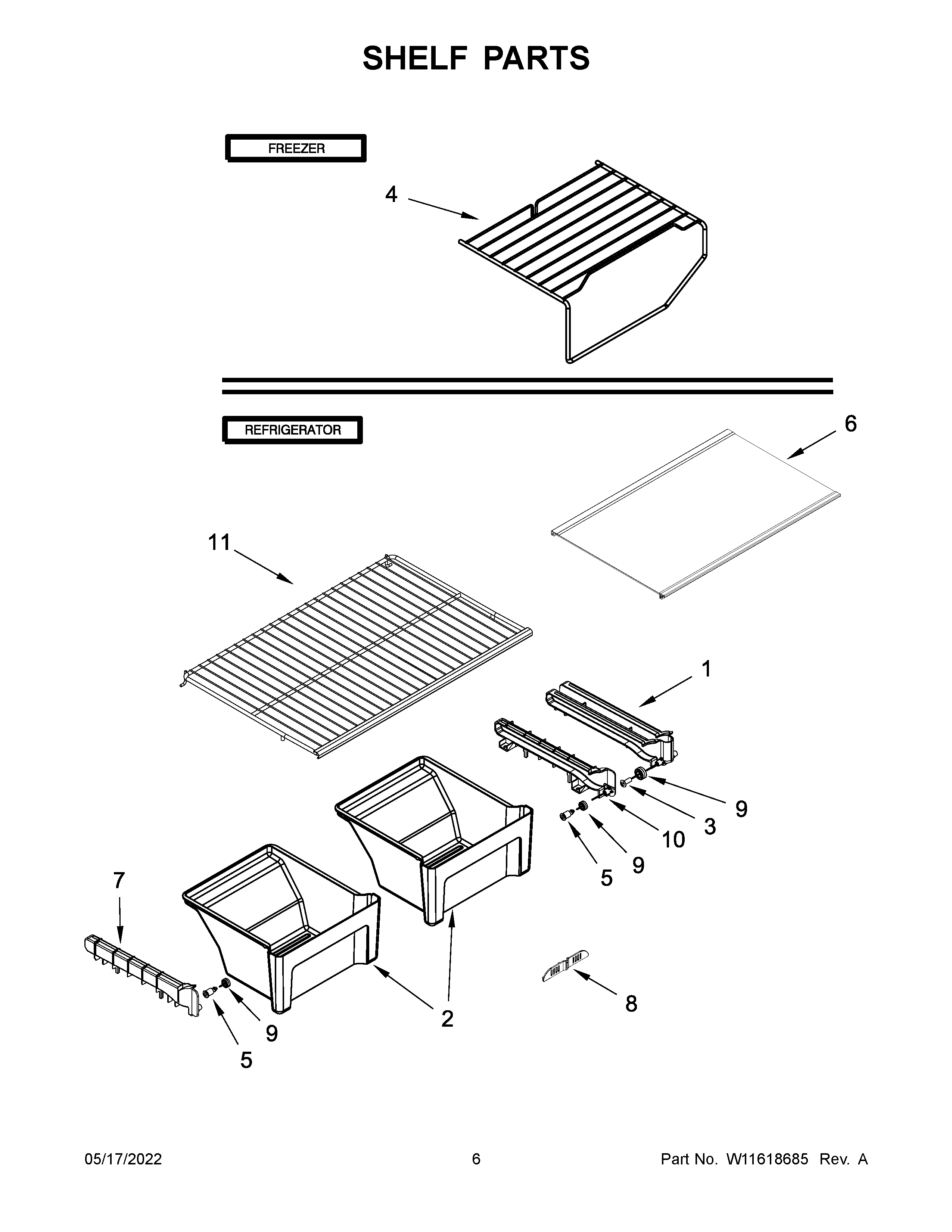 Amana ART308FFDW10 shelf parts diagram