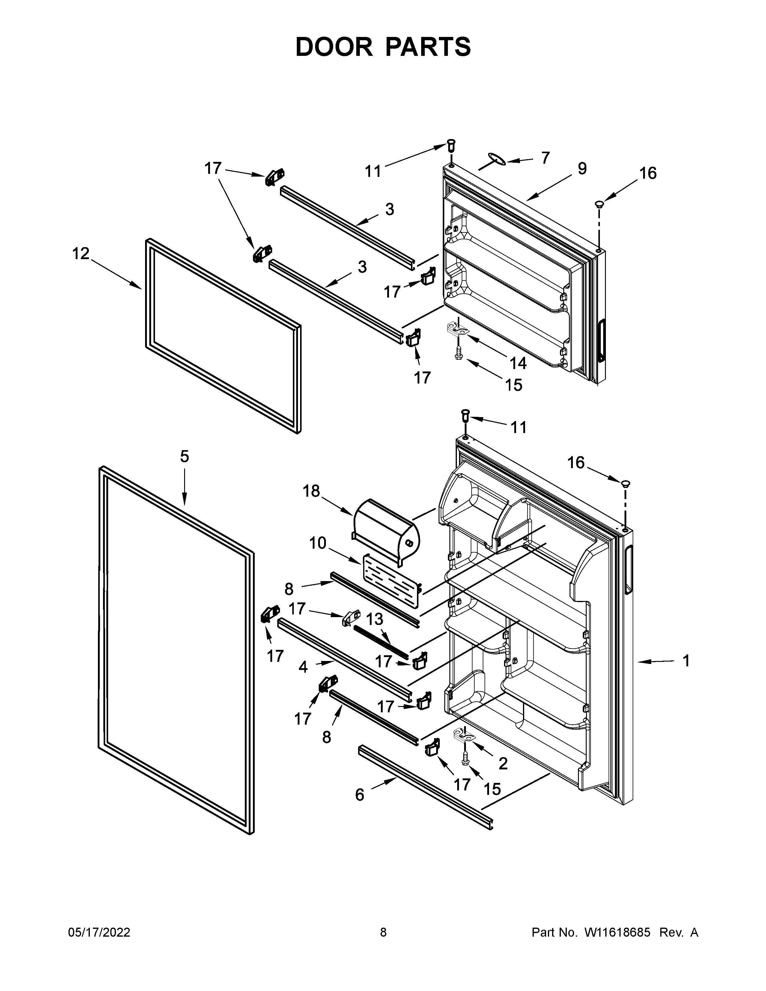 Amana ART308FFDW10 door parts diagram