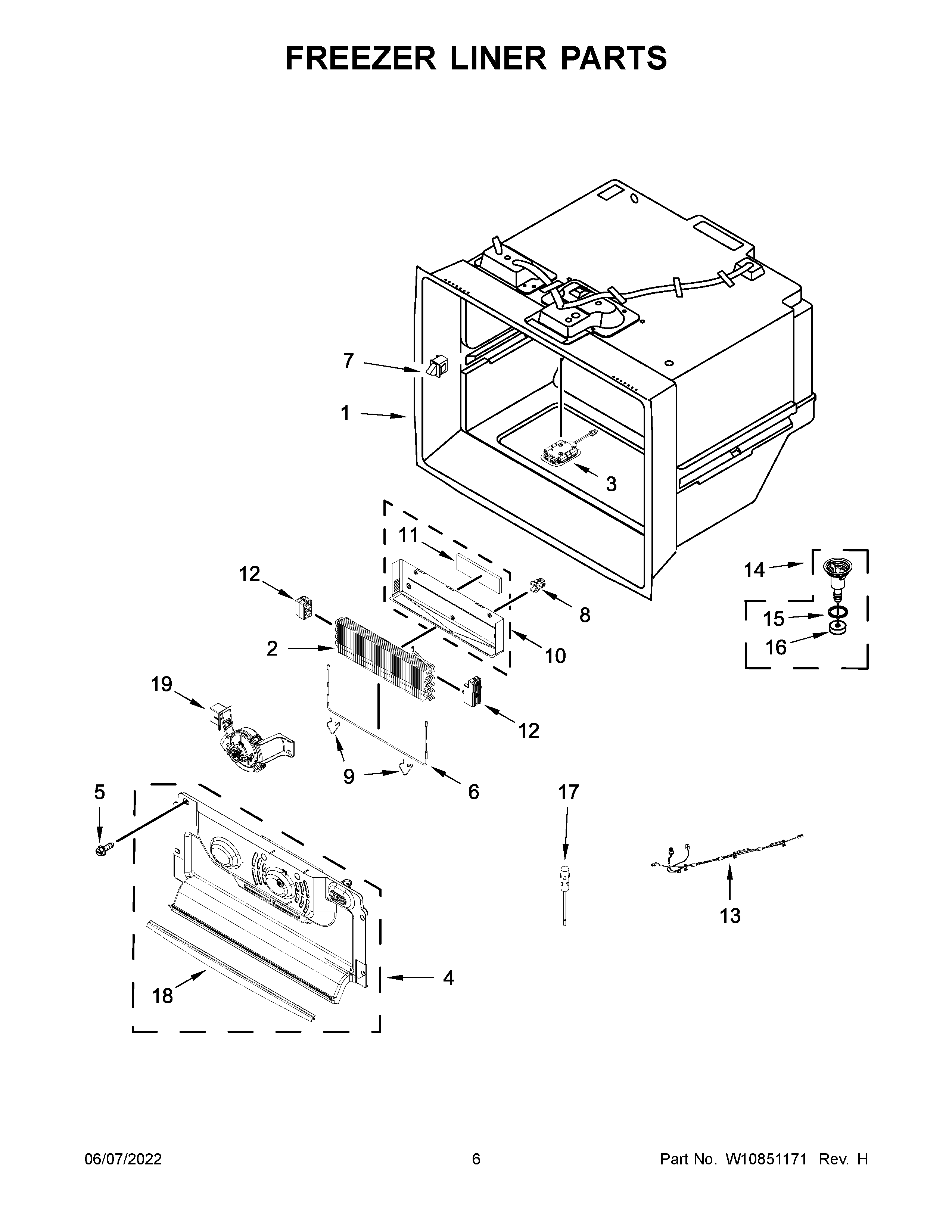 KitchenAid KRFC704FSS00 freezer liner parts diagram