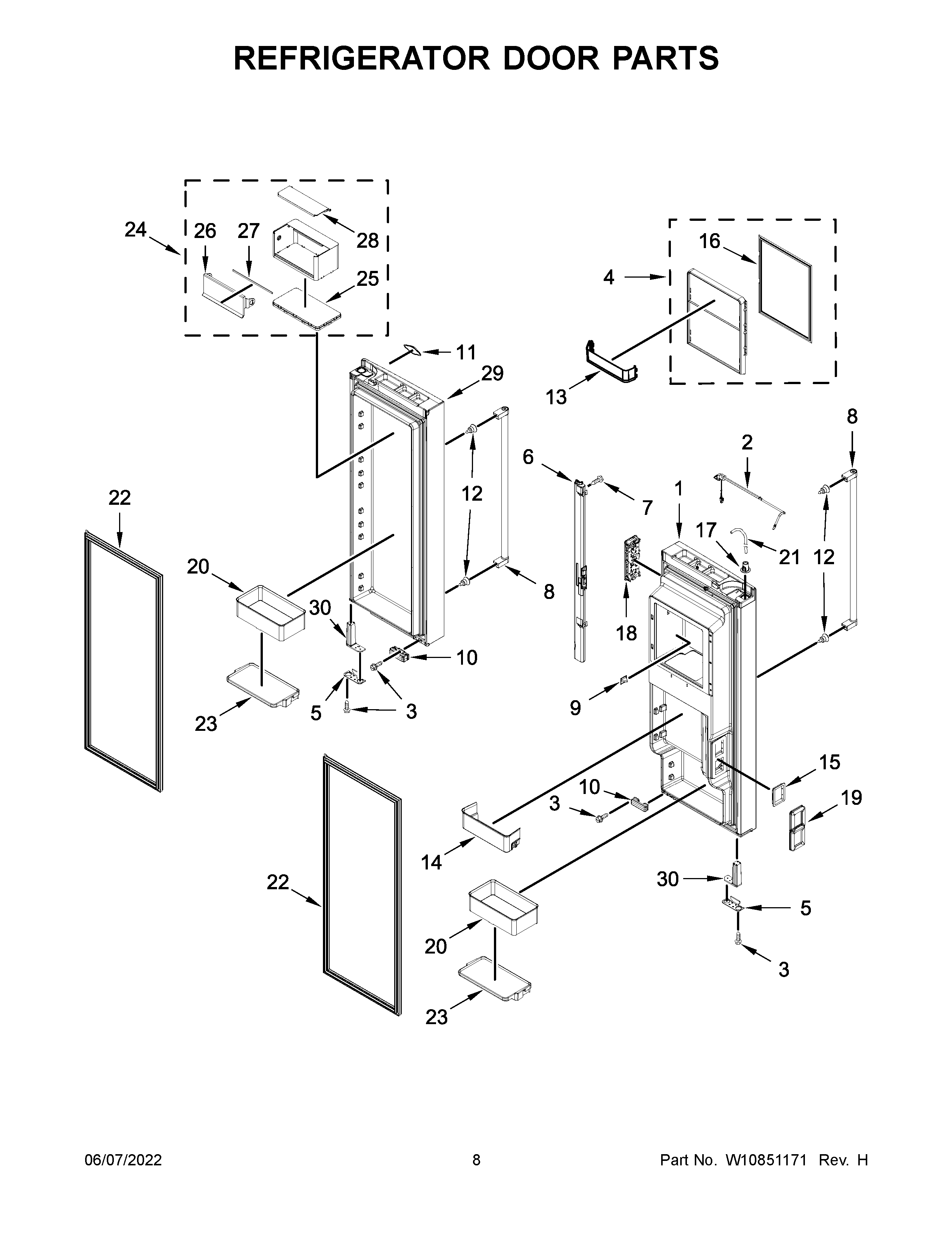 KitchenAid KRFC704FSS00 refrigerator door parts diagram