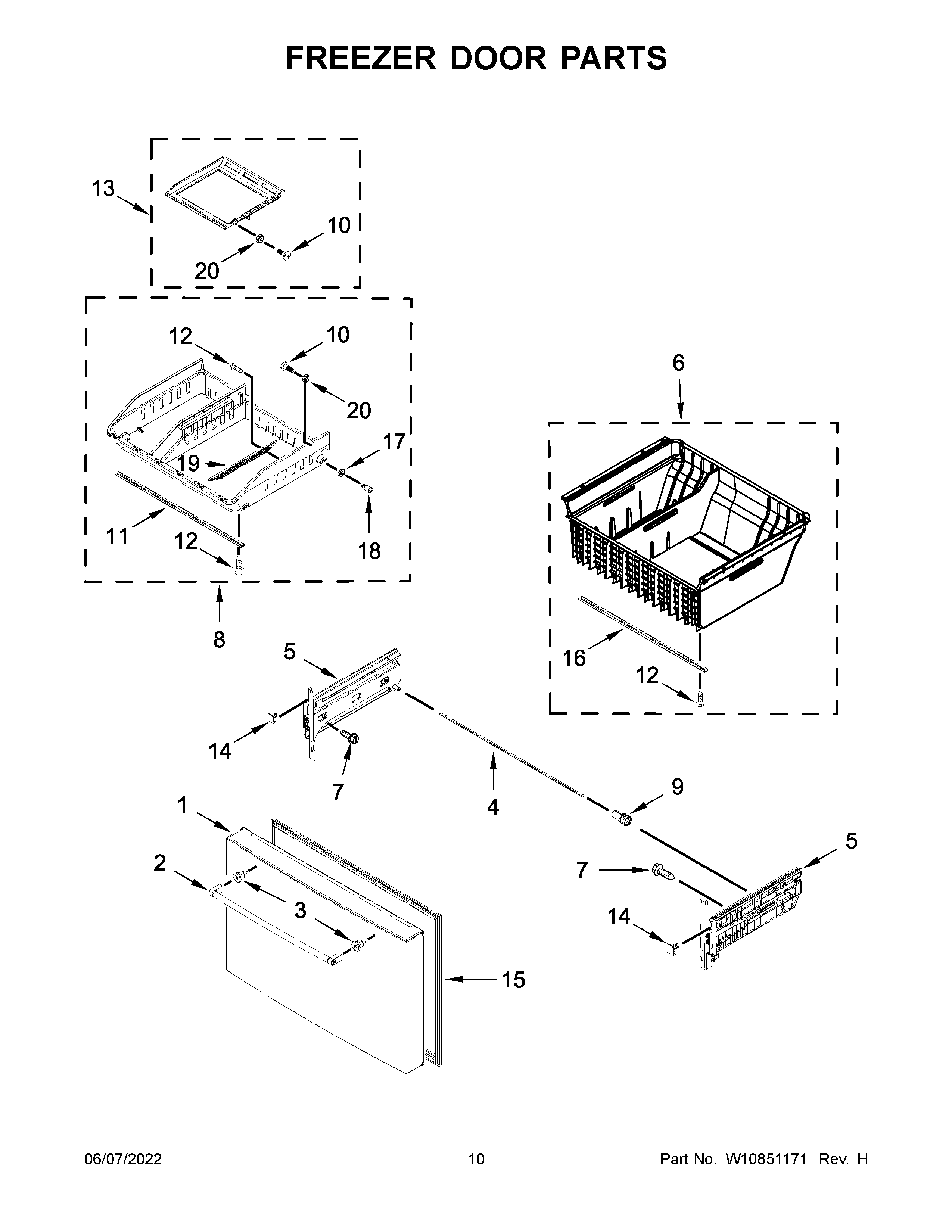 KitchenAid KRFC704FSS00 freezer door parts diagram