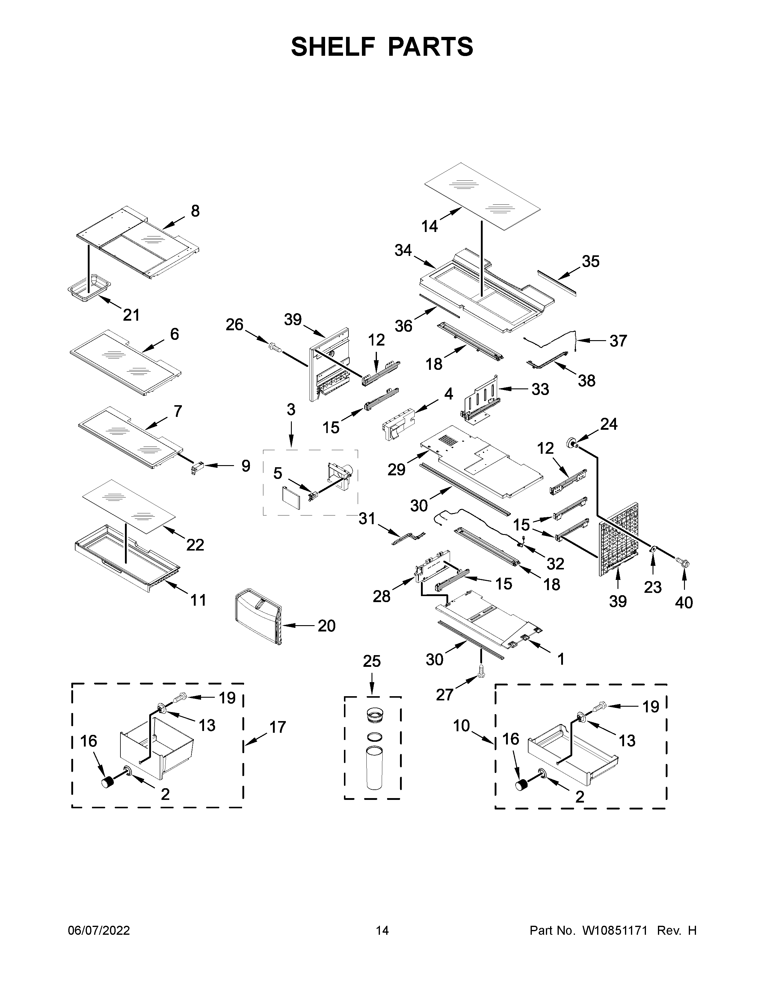 KitchenAid KRFC704FSS00 shelf parts diagram