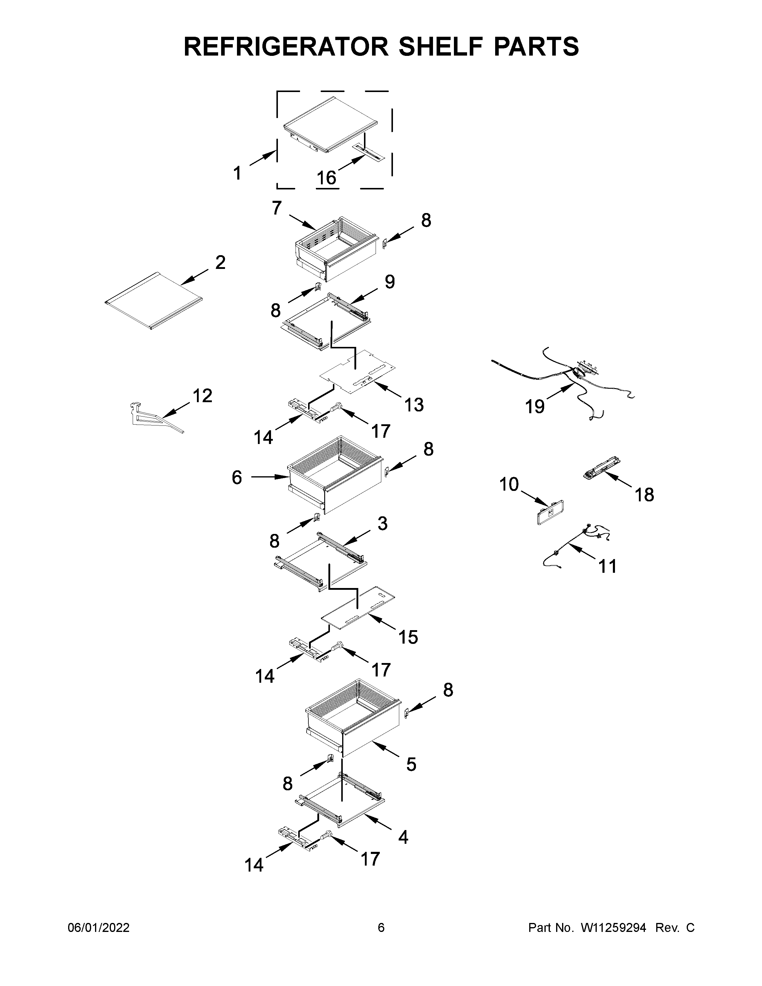 Jenn-Air JBRFL30IGX00 refrigerator shelf parts diagram