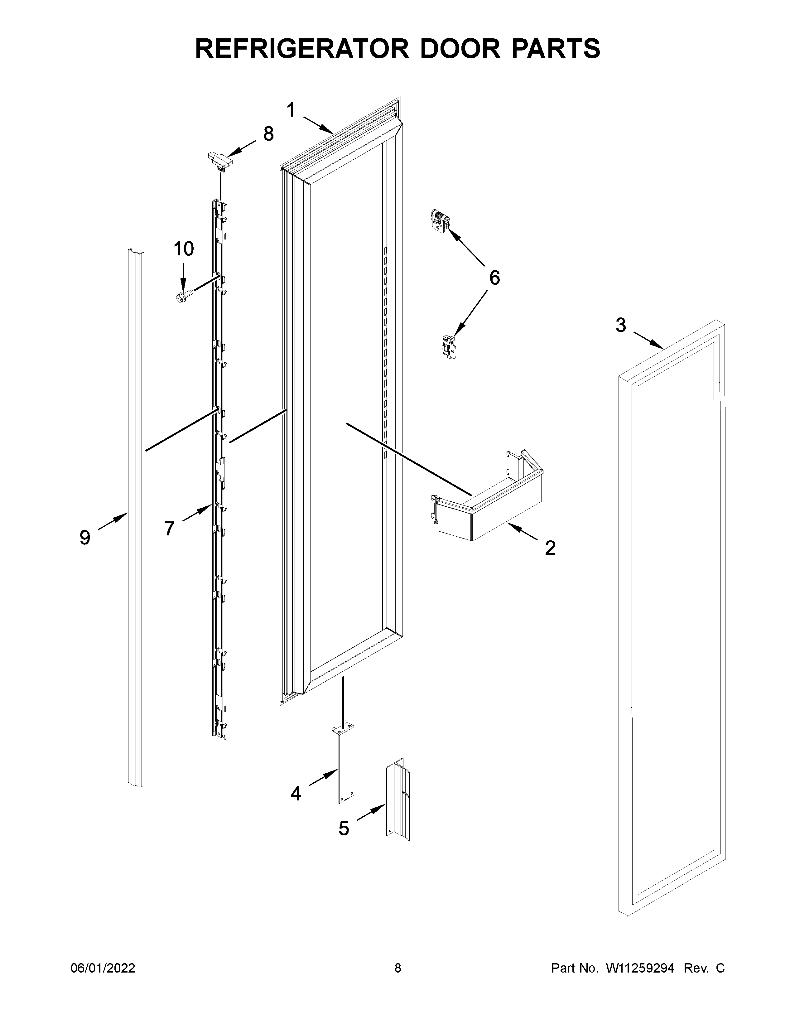 Jenn-Air JBRFL30IGX00 refrigerator door parts diagram