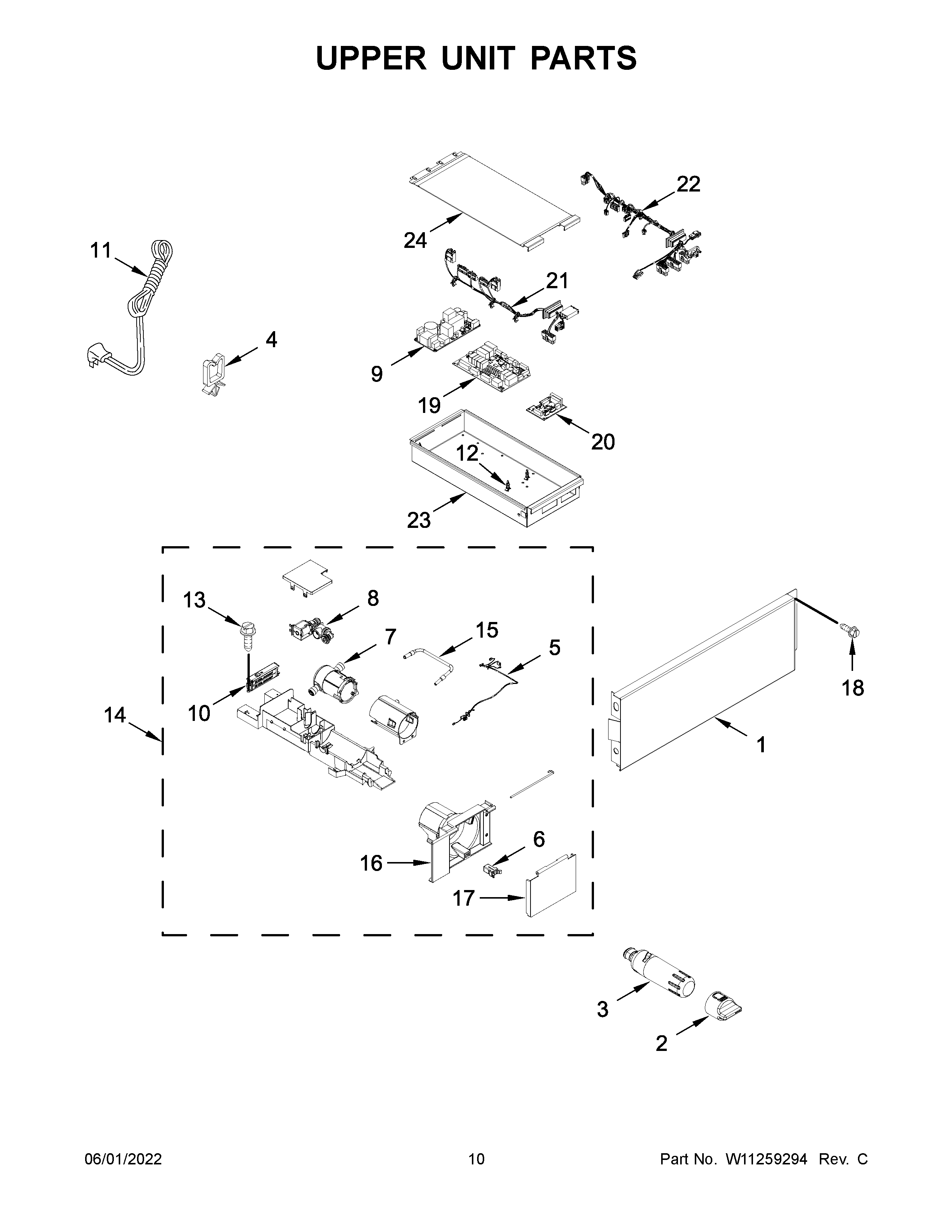 Jenn-Air JBRFL30IGX00 upper unit parts diagram