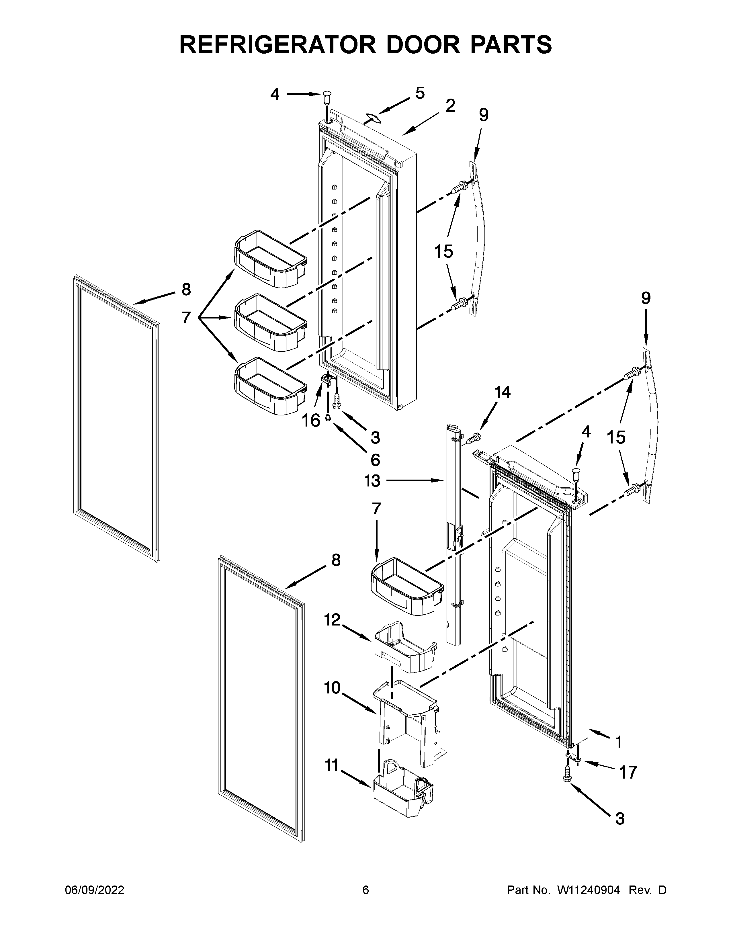 Whirlpool WRF560SEHZ00 refrigerator door parts diagram