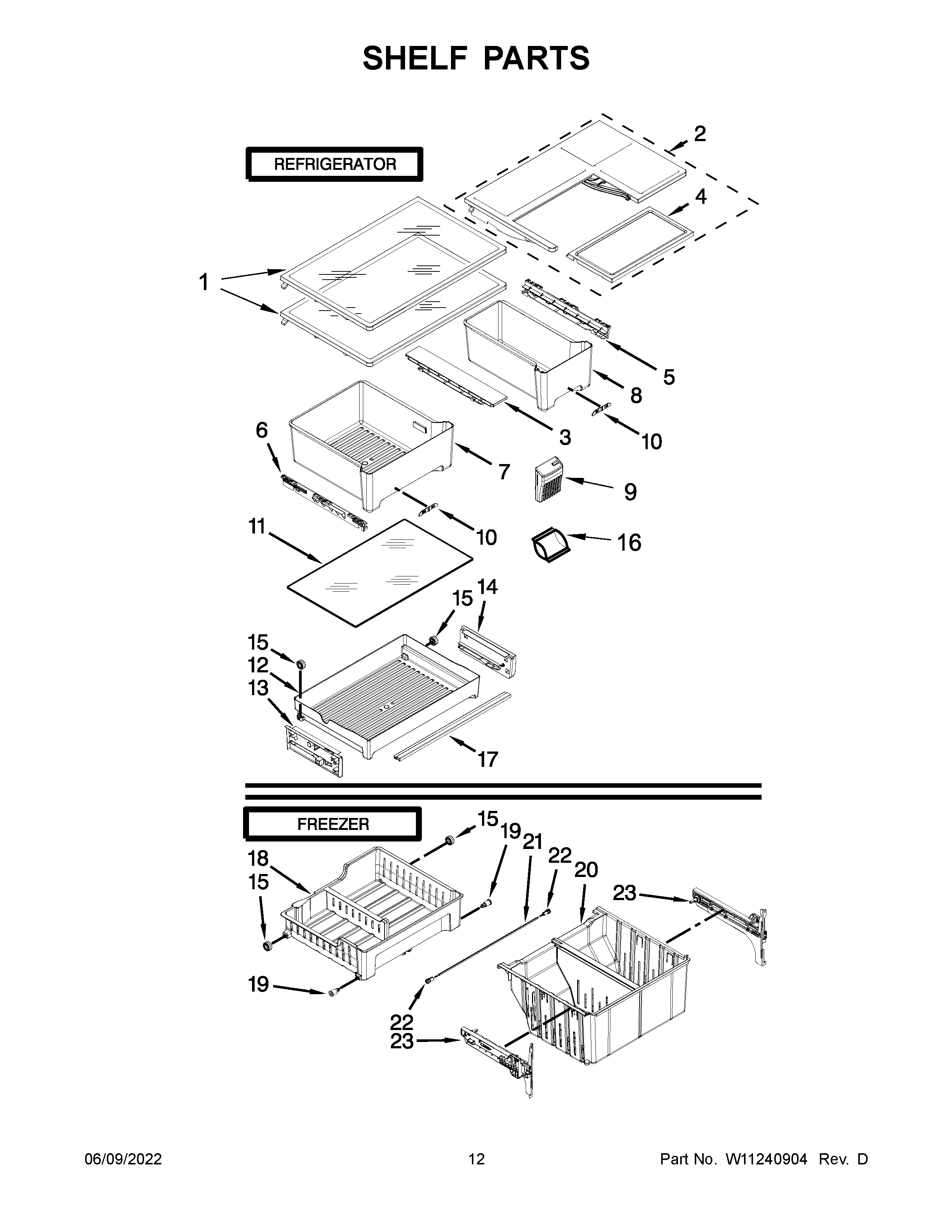 Whirlpool WRF560SEHZ00 shelf parts diagram
